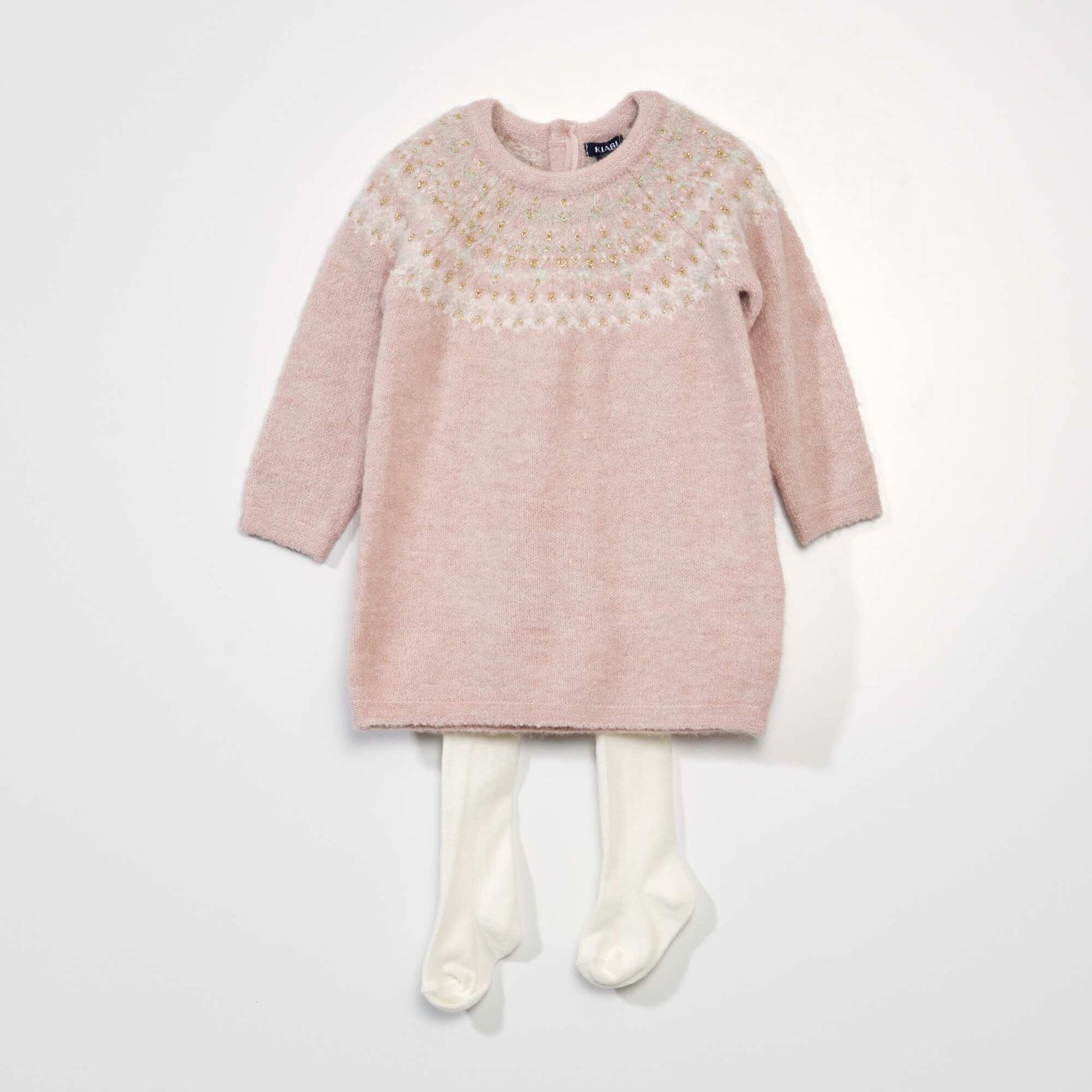 Jacquard dress and tights set PINK JACK