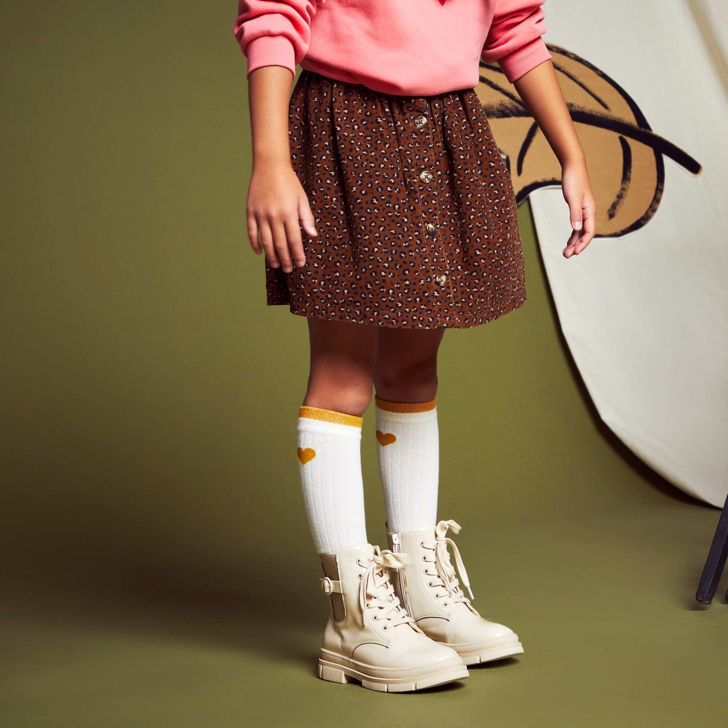 Flared velour skirt BROWN
