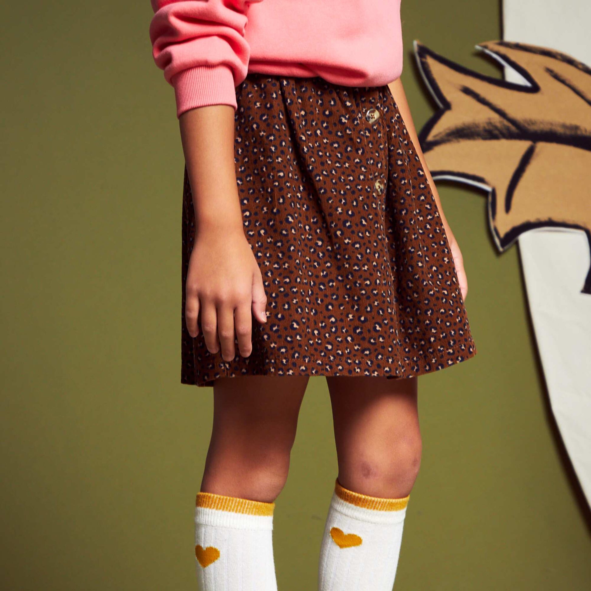 Flared velour skirt BROWN