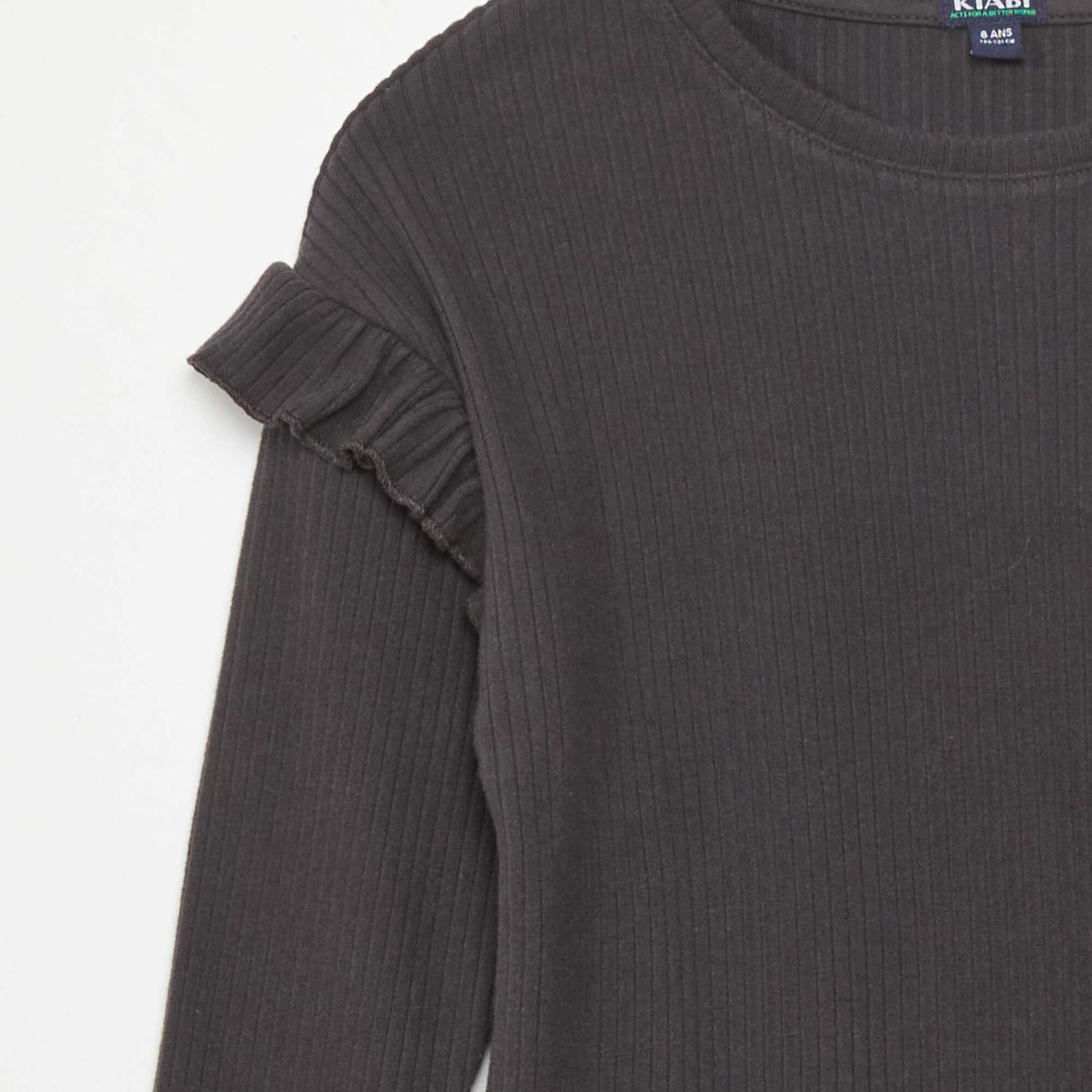 Plain T-shirt with ruffles on the shoulders GREY