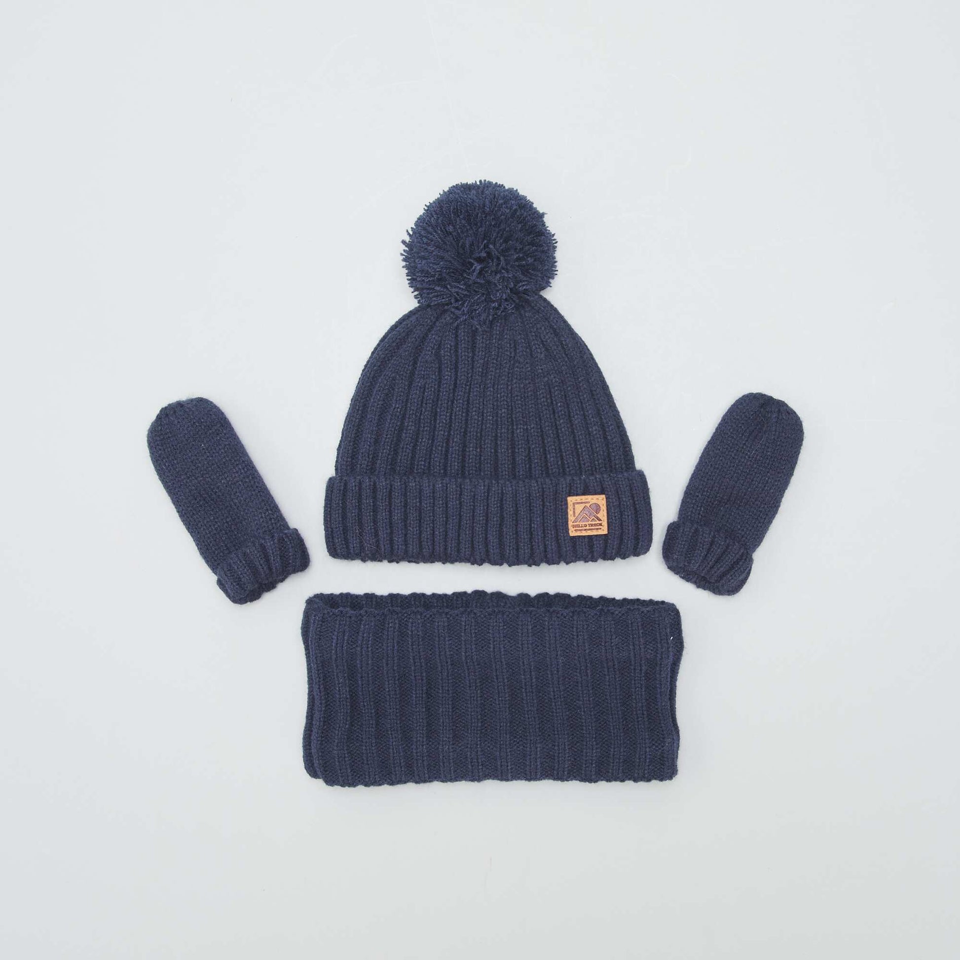 Hat  snood and mittens set BLACK IRIS