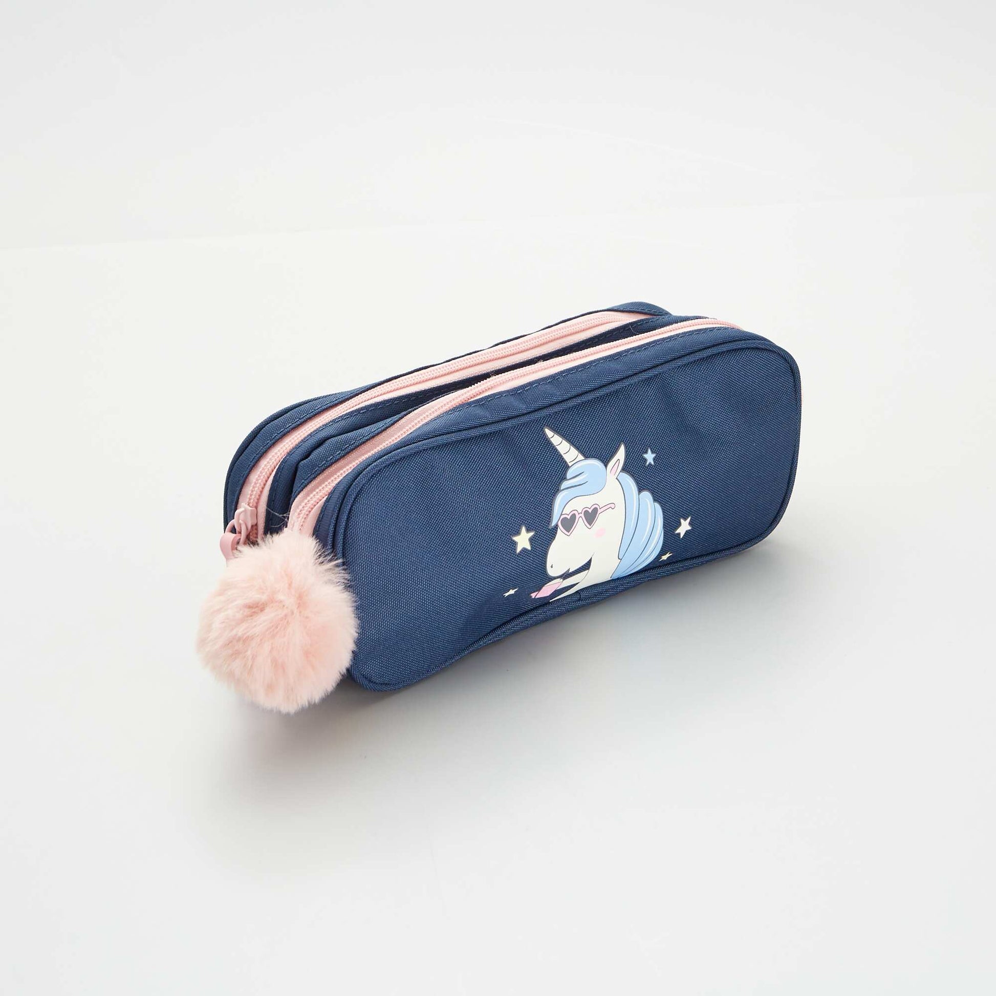 Unicorn pencil case with double compartment BLUE