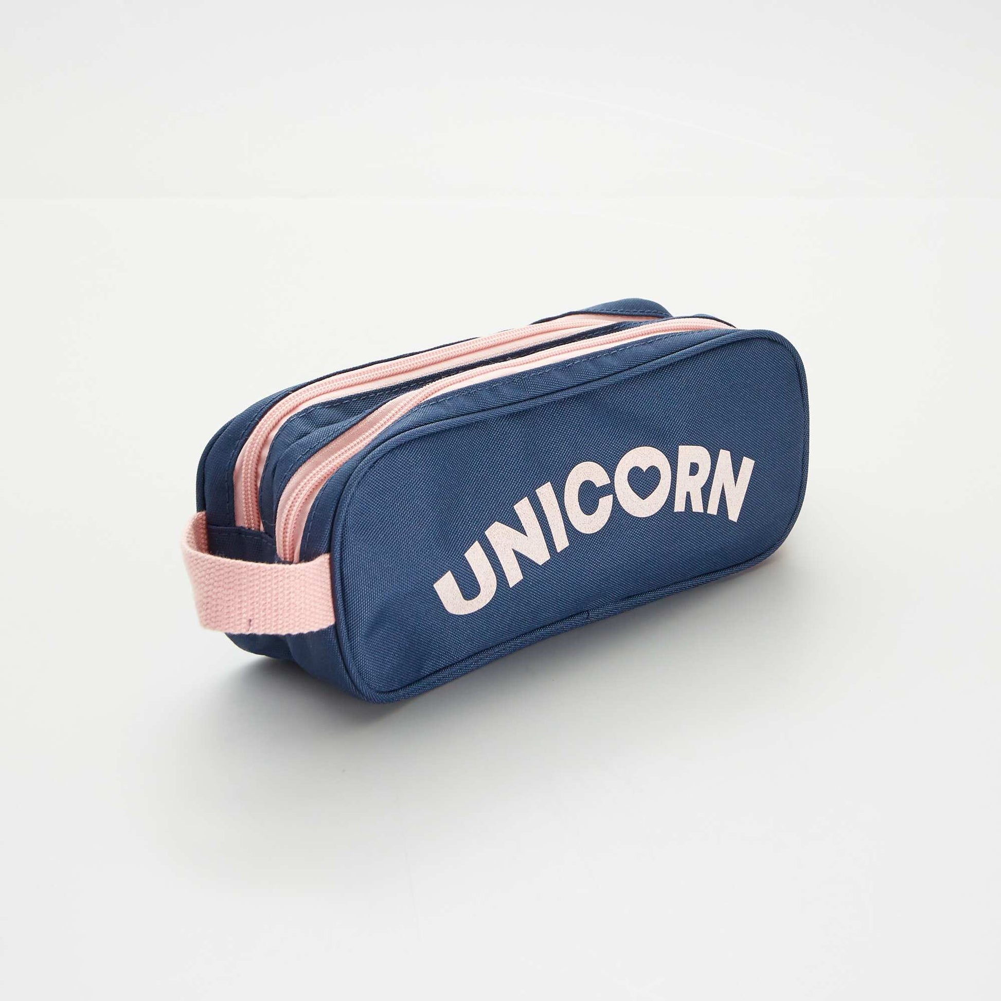 Unicorn pencil case with double compartment BLUE