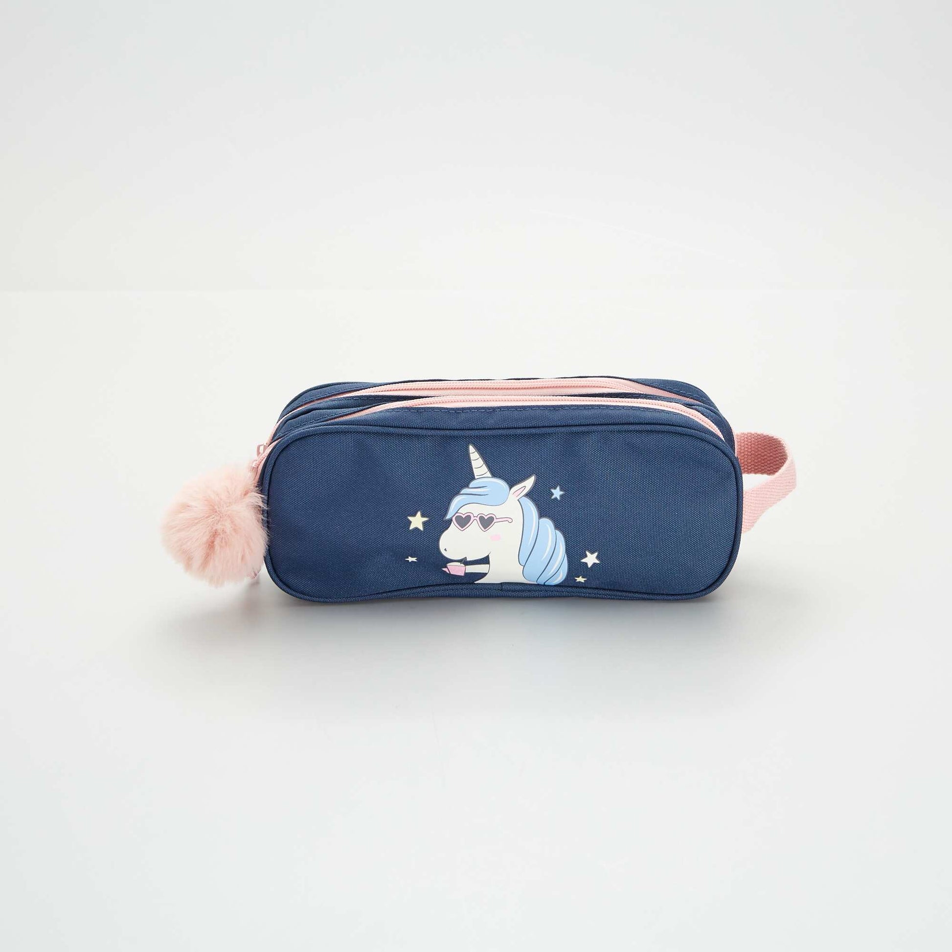 Unicorn pencil case with double compartment BLUE