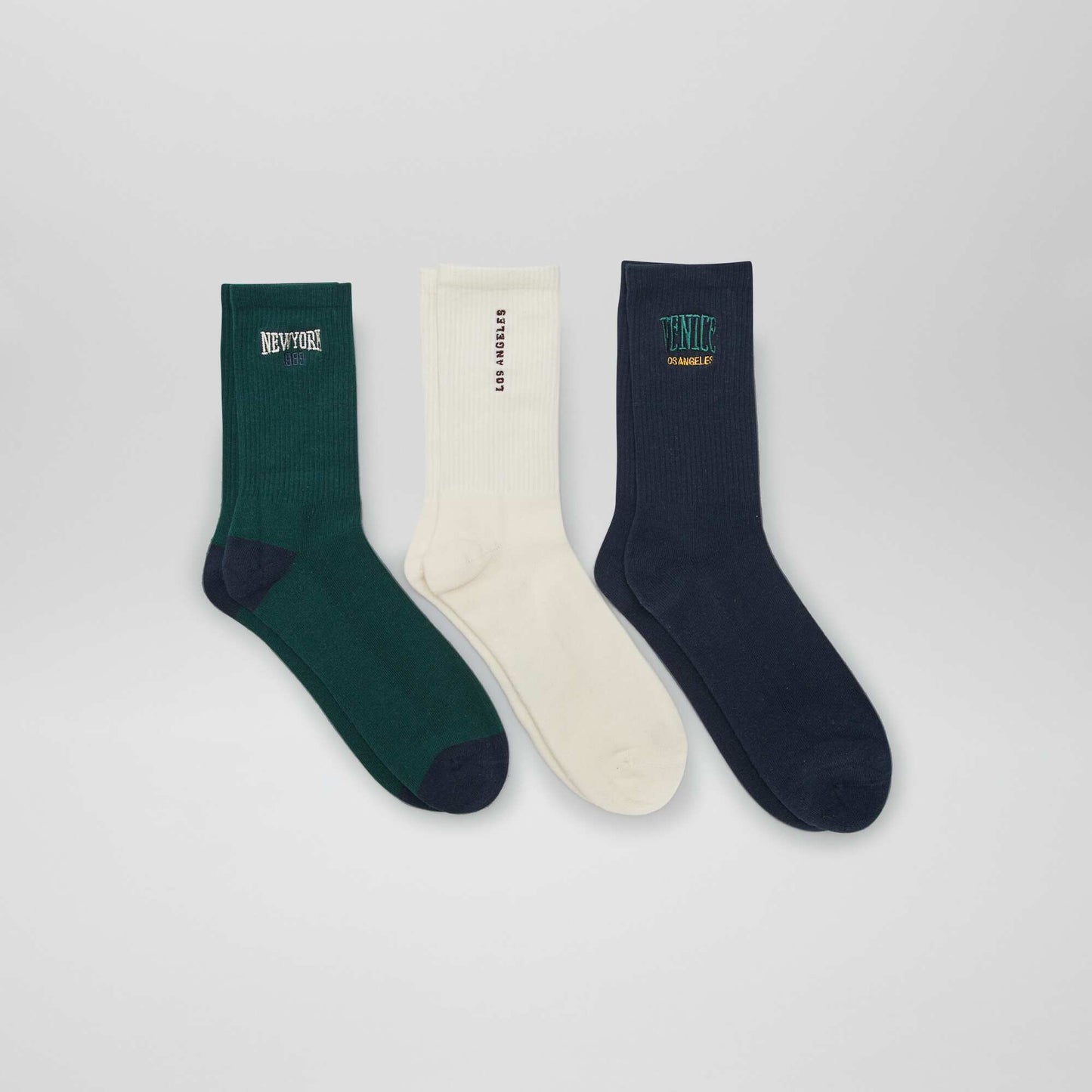 Pack of 3 pairs of socks with lettering GREEN