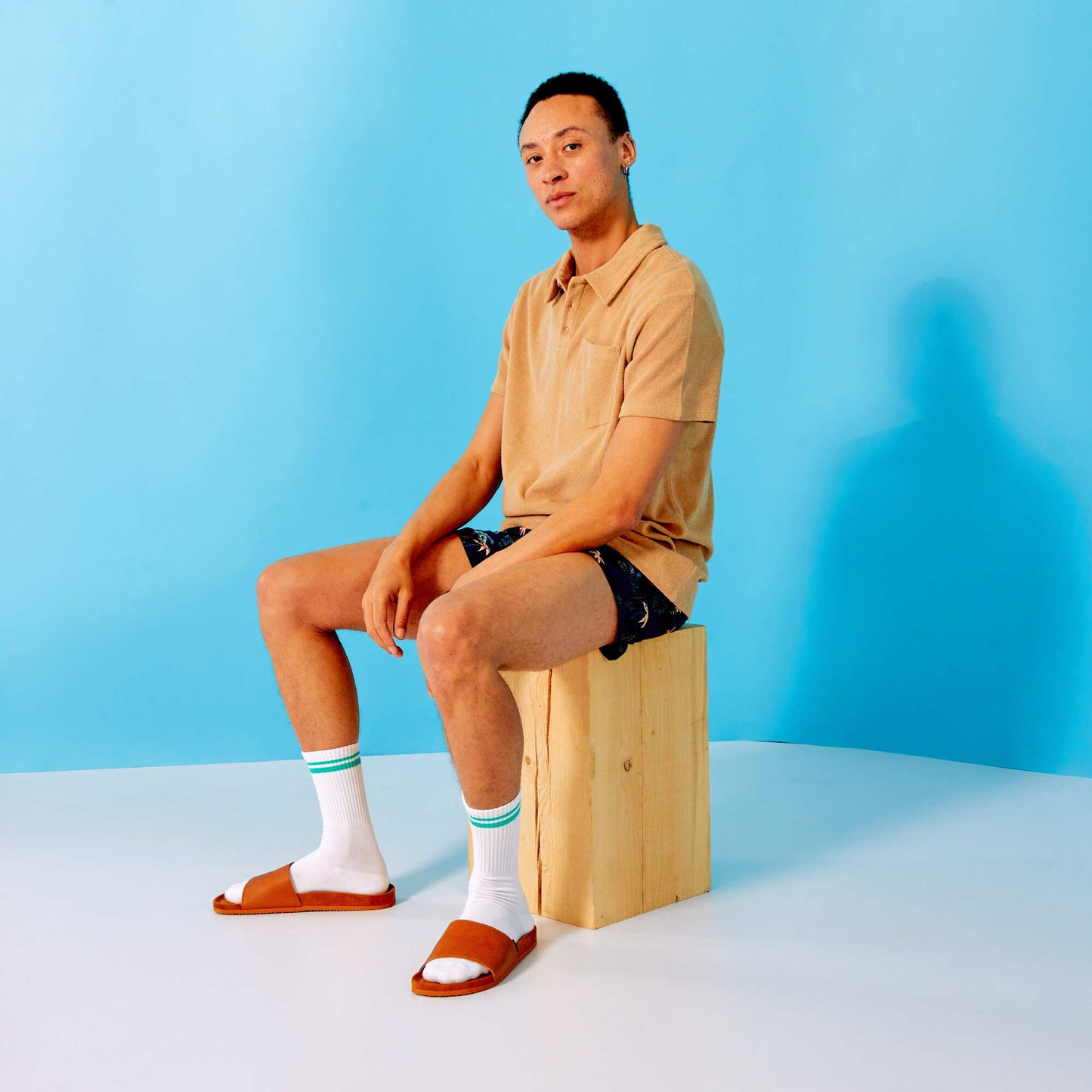 Towelling polo shirt BEIGE
