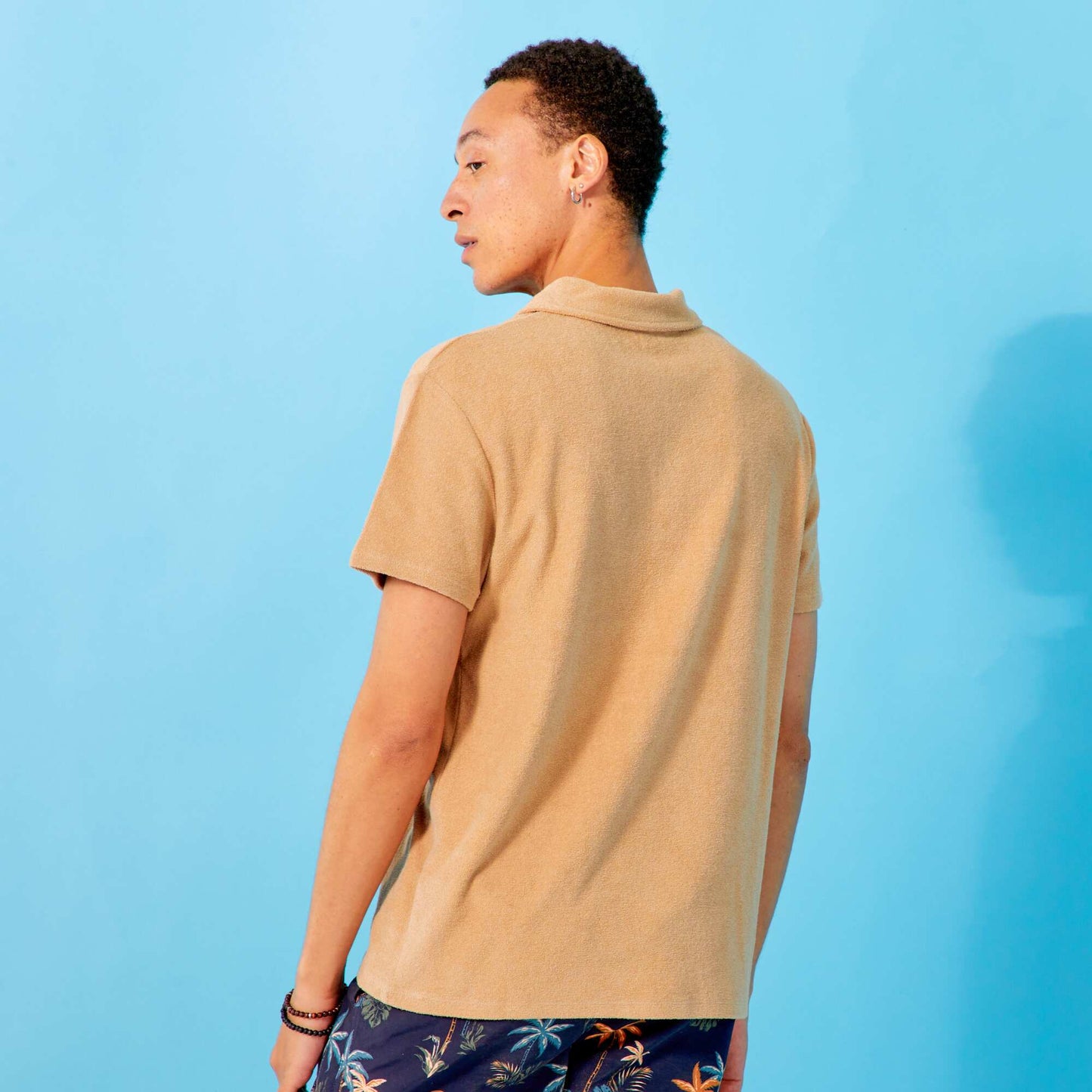 Towelling polo shirt BEIGE