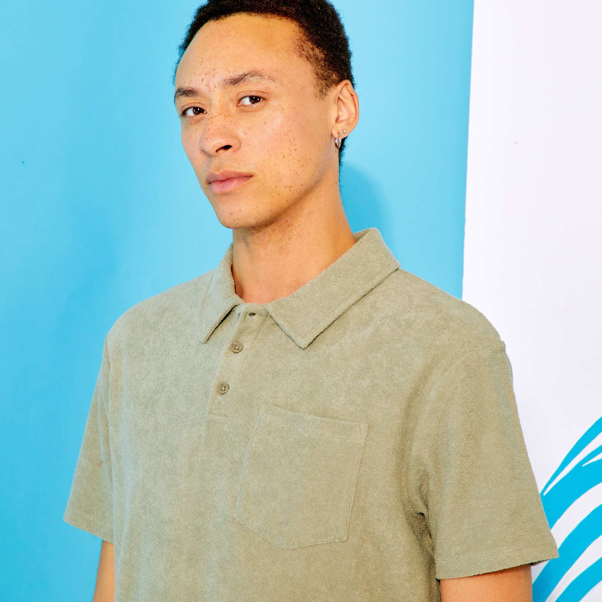 Towelling polo shirt GREEN