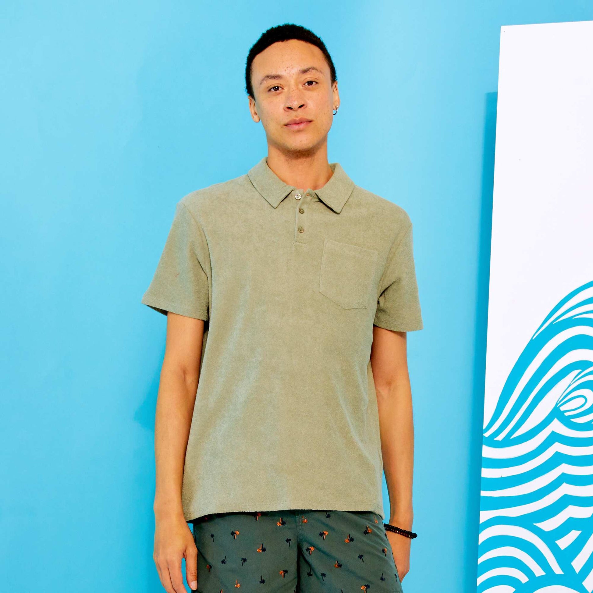 Towelling polo shirt GREEN
