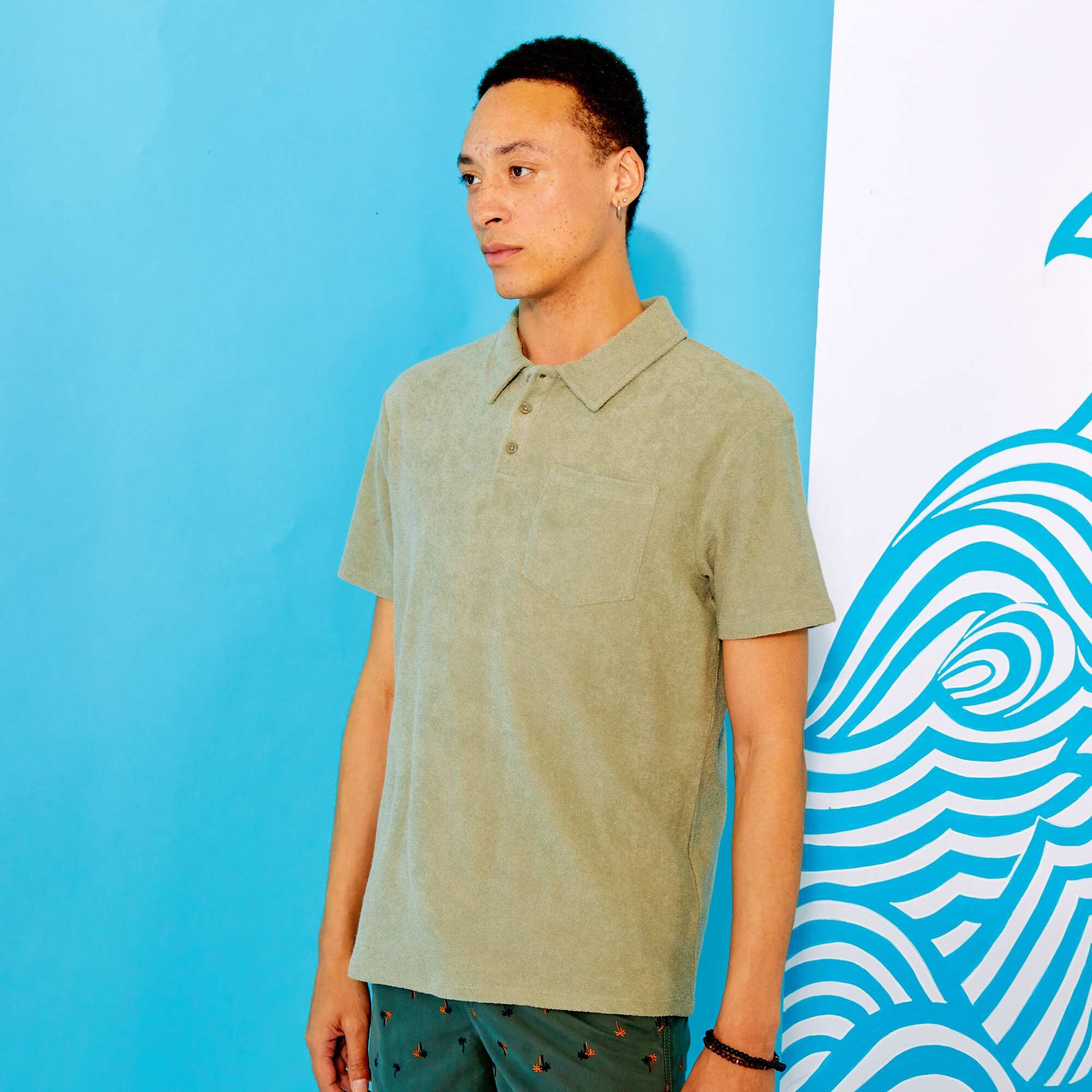 Towelling polo shirt GREEN