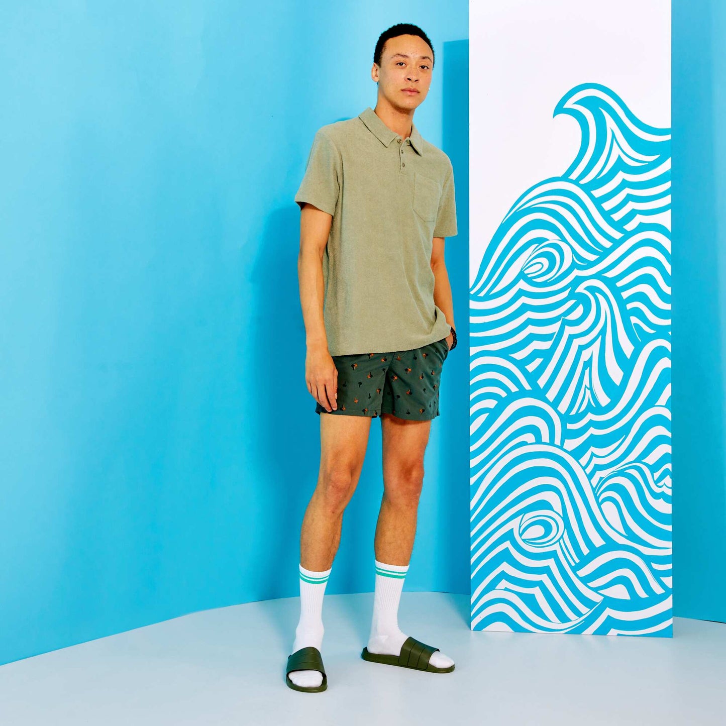 Towelling polo shirt GREEN