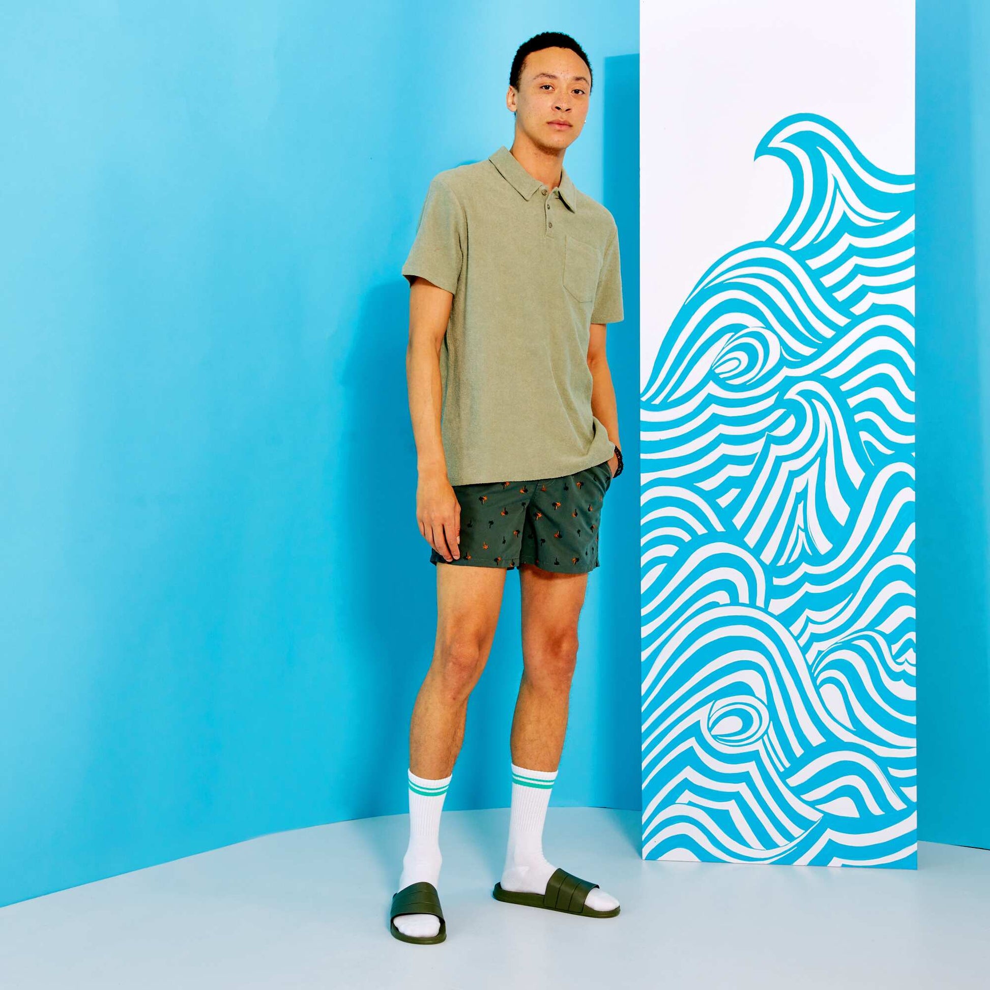 Towelling polo shirt GREEN