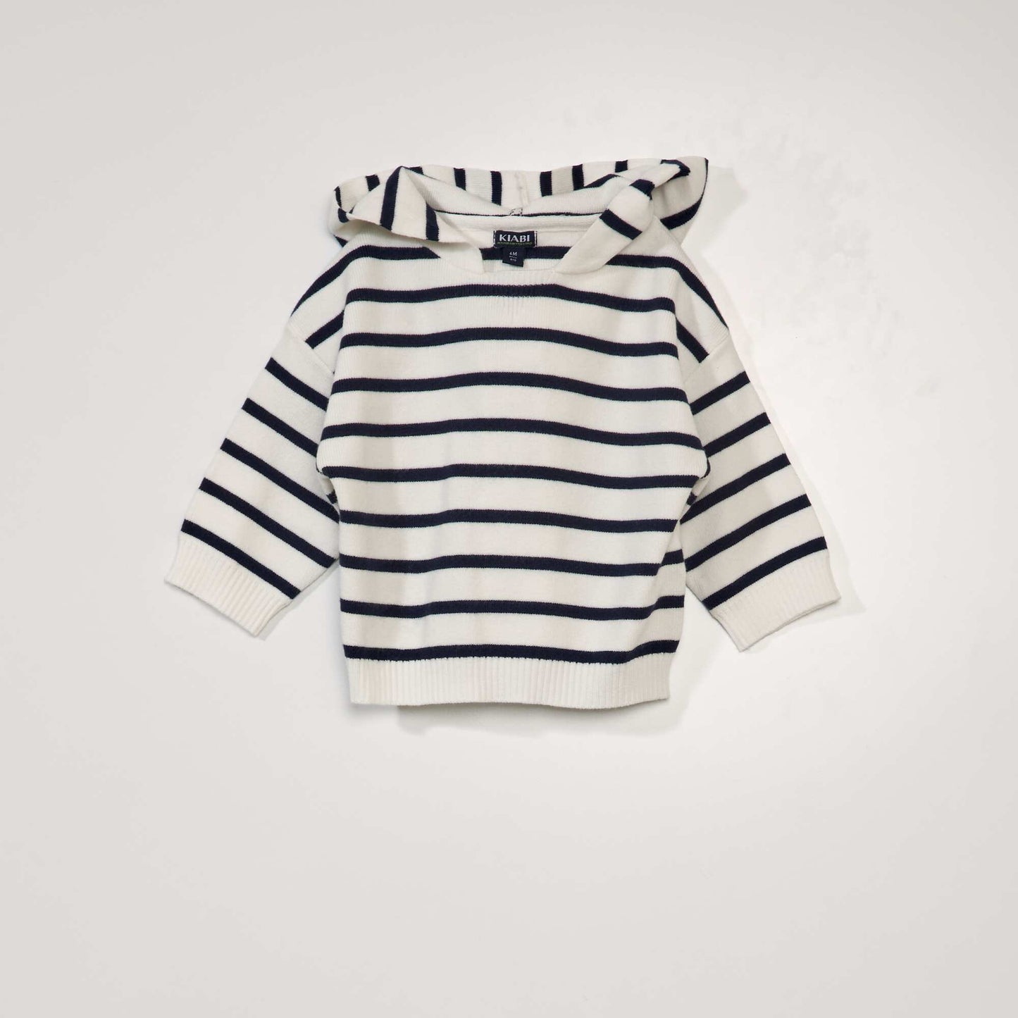 Knit sweater with hood WHITE