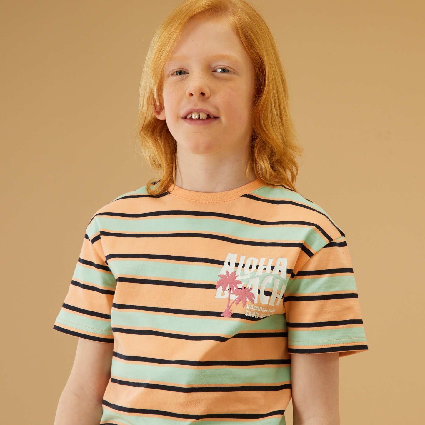 Striped jersey T-shirt ORANGE