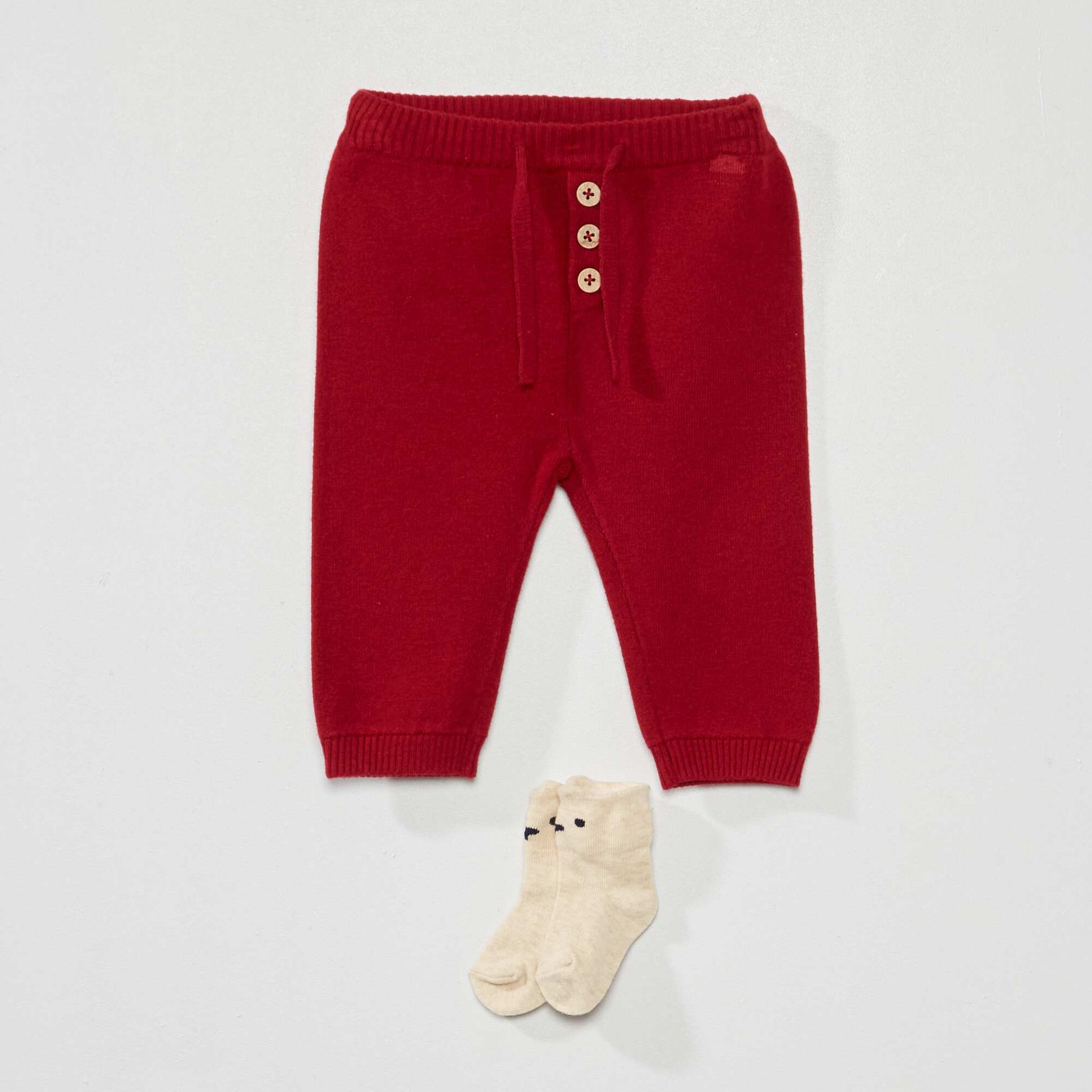 Knit trousers + socks RED