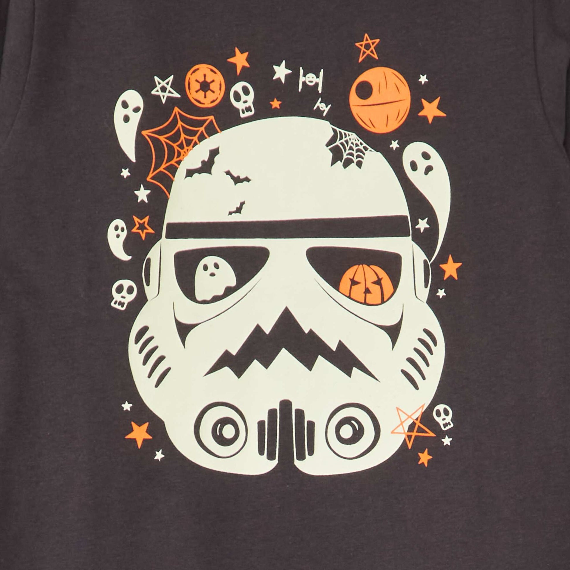تي شيرت مطبوع بنقشة Star Wars يتوهج في الظلام - Halloween WHITE