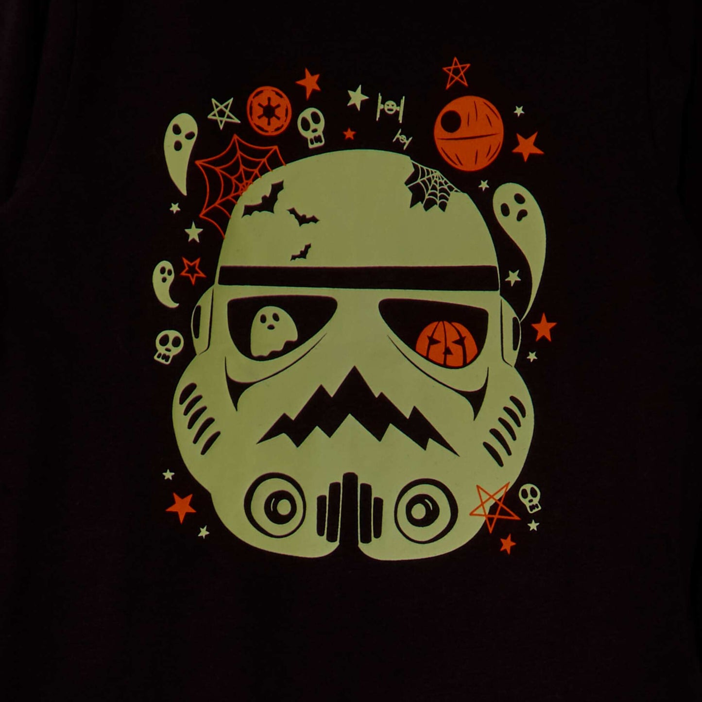 تي شيرت مطبوع بنقشة Star Wars يتوهج في الظلام - Halloween WHITE