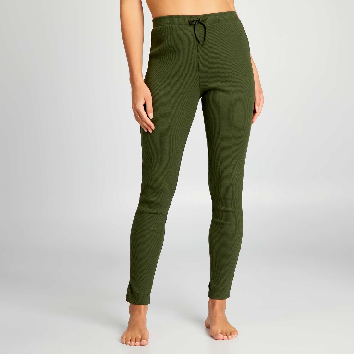 Ribbed knit trousers GREEN