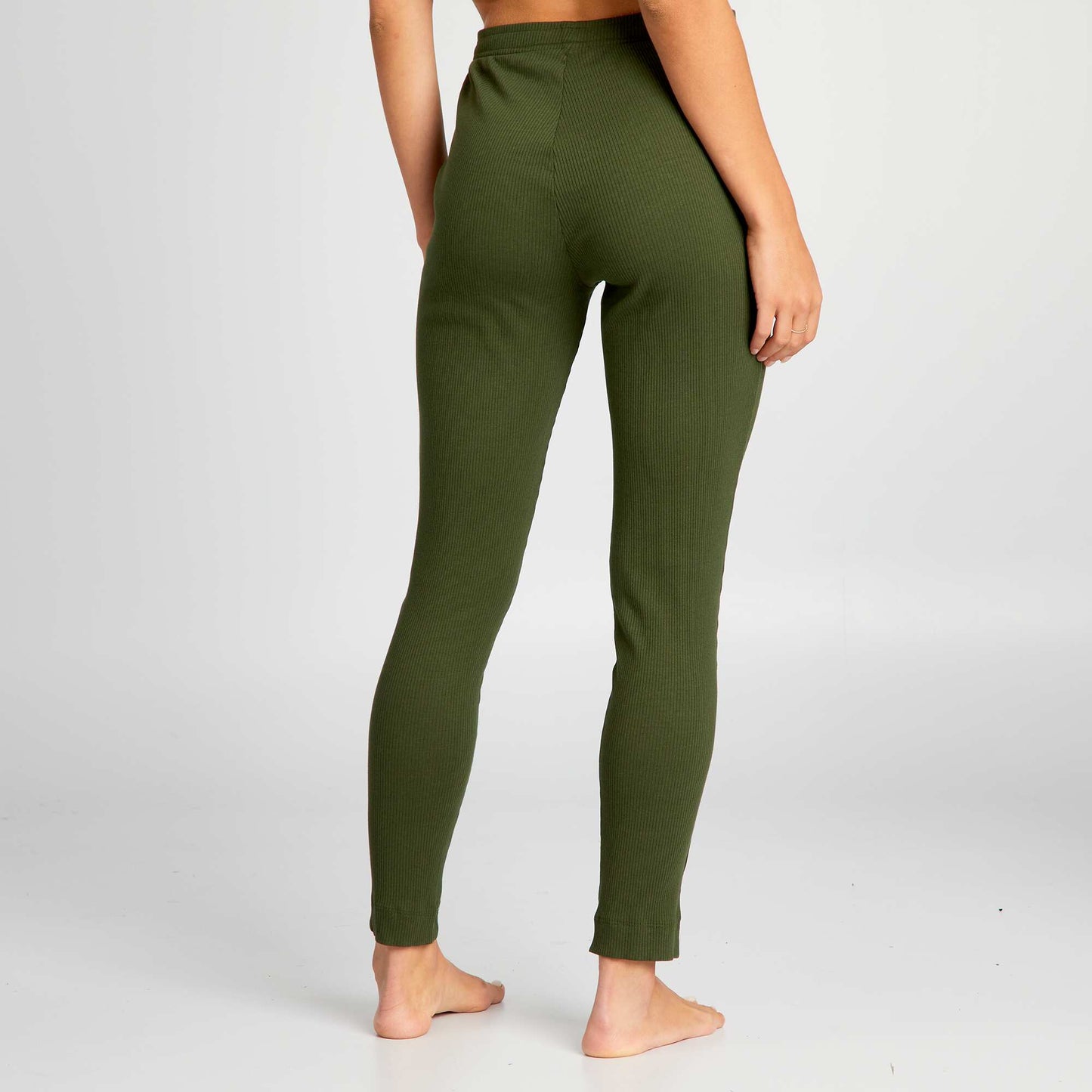 Ribbed knit trousers GREEN