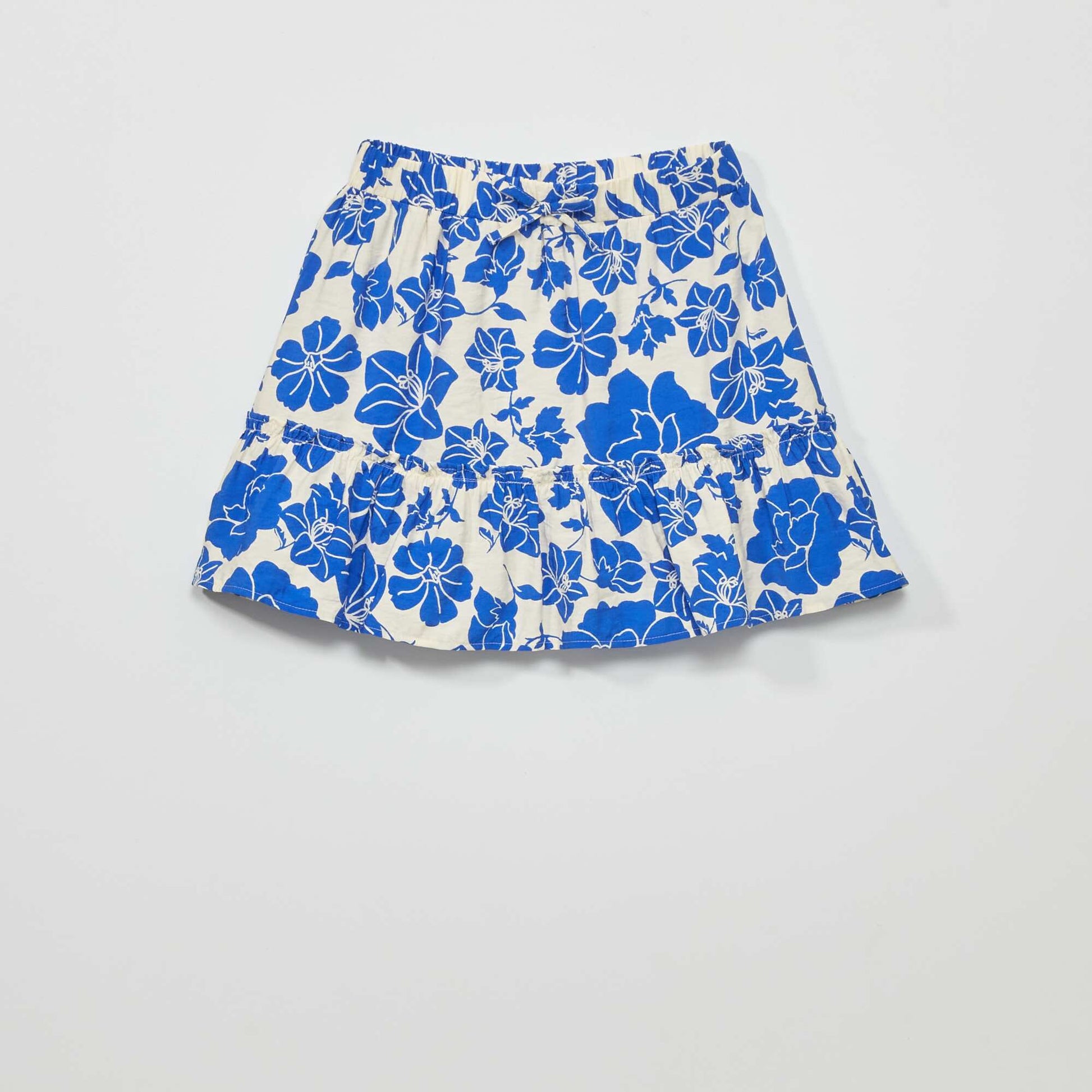 Flared patterned skirt WHITE BLUE