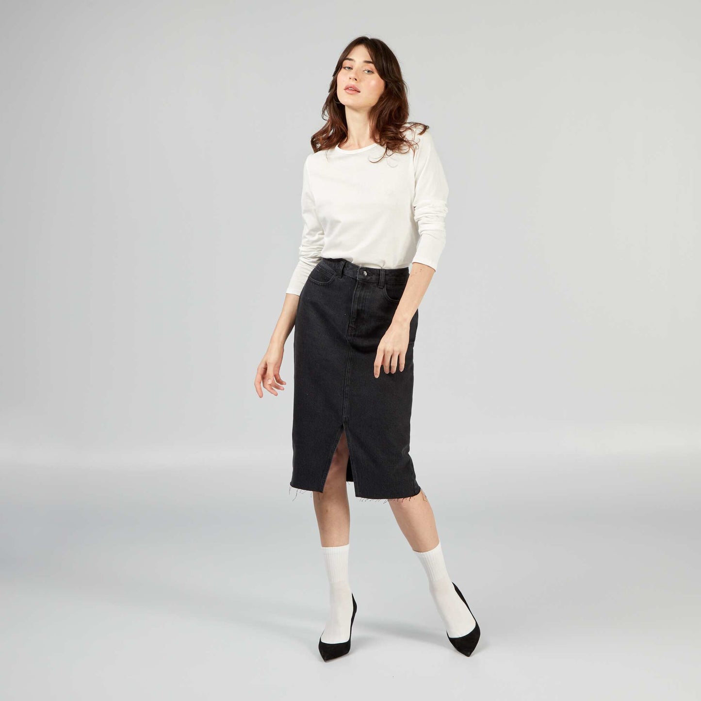 Denim skirt BLACK