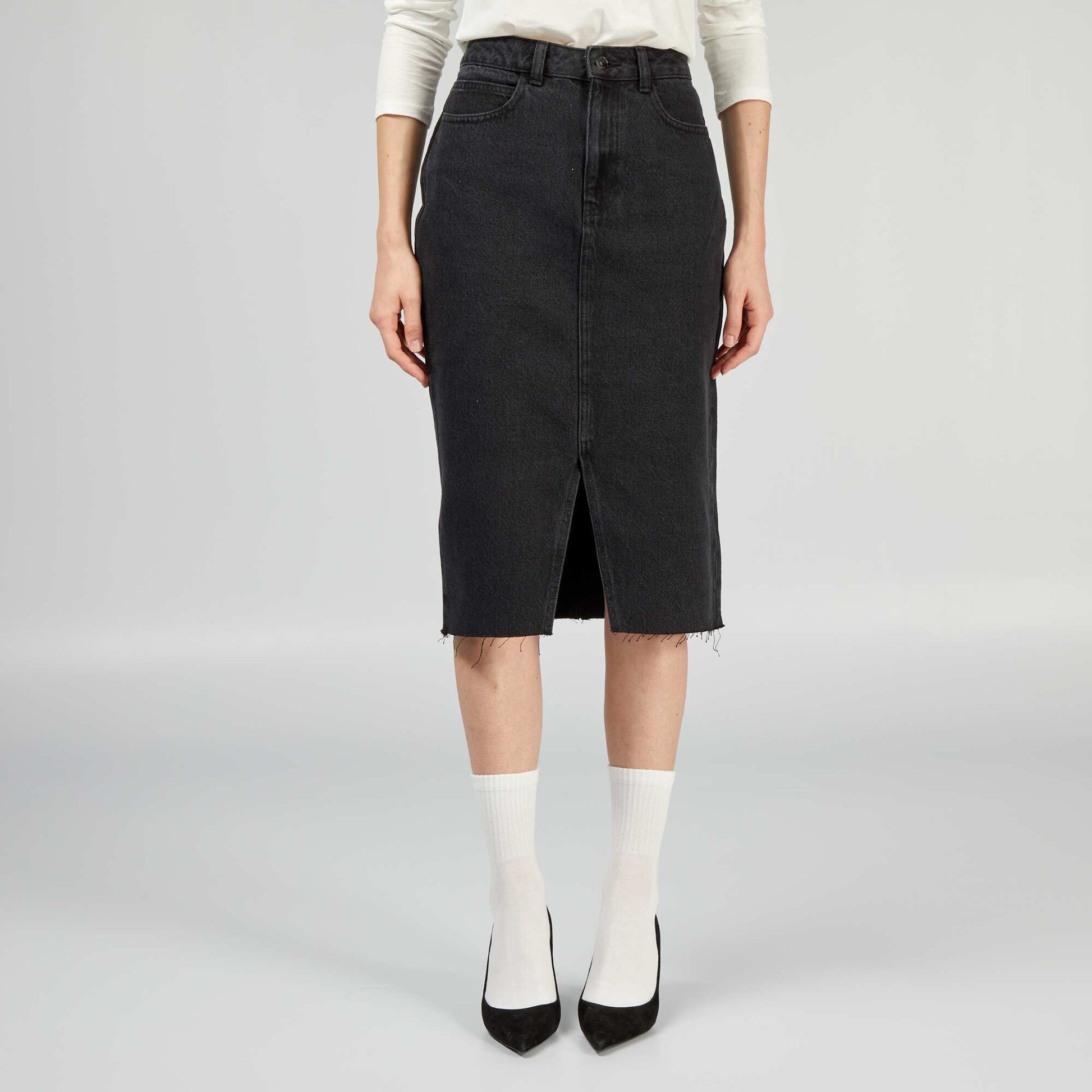 Denim skirt BLACK
