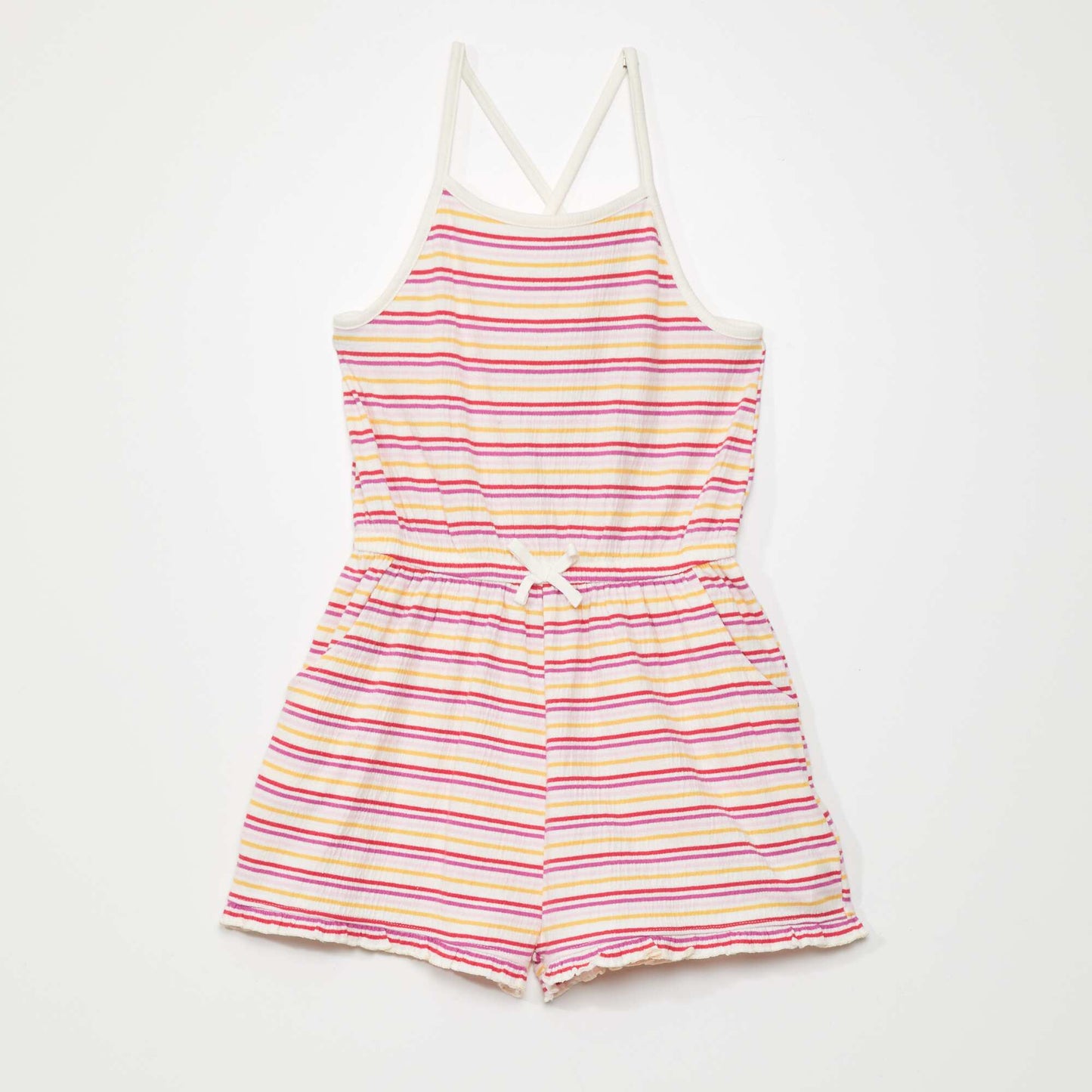 Waffle fabric playsuit WHITE