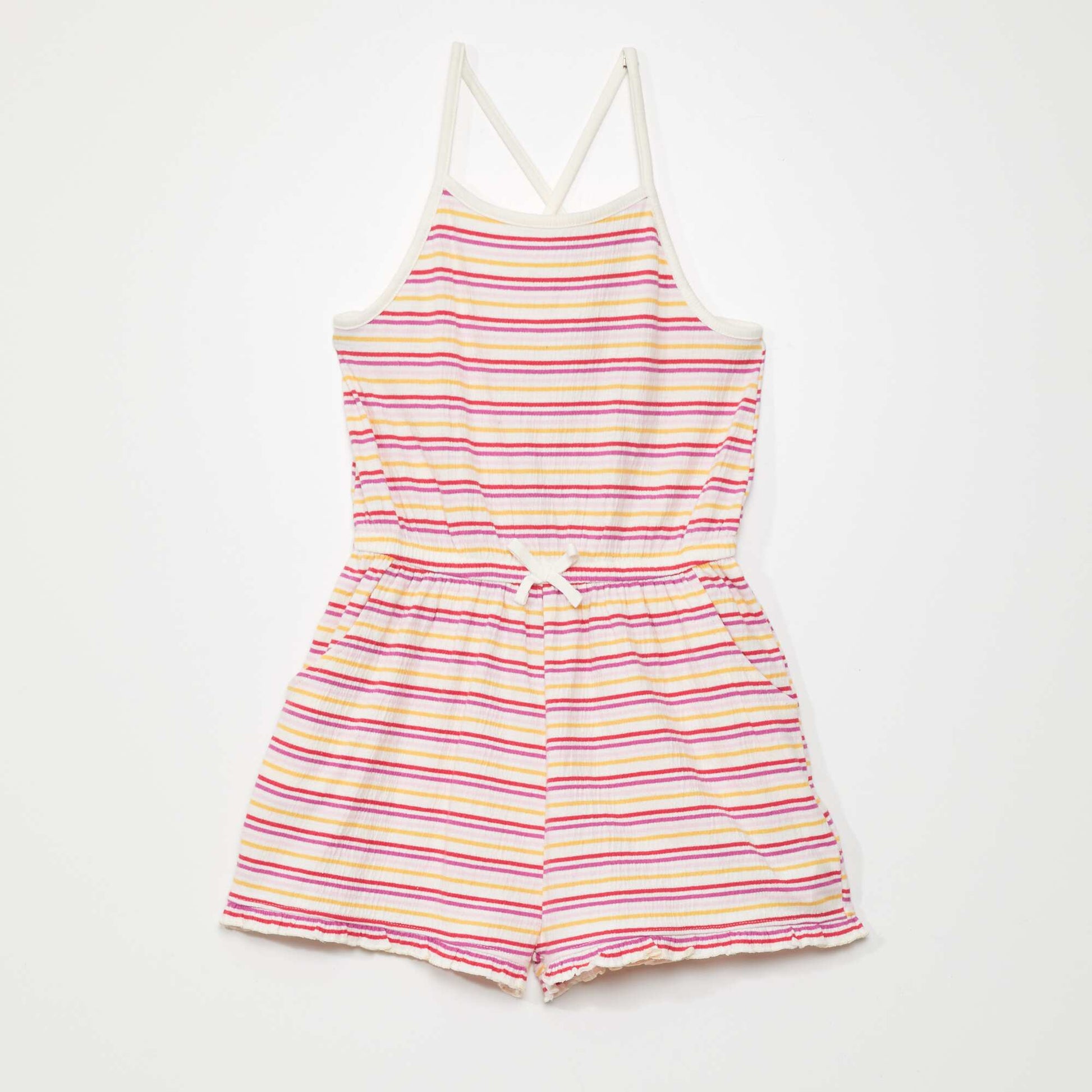 Waffle fabric playsuit WHITE