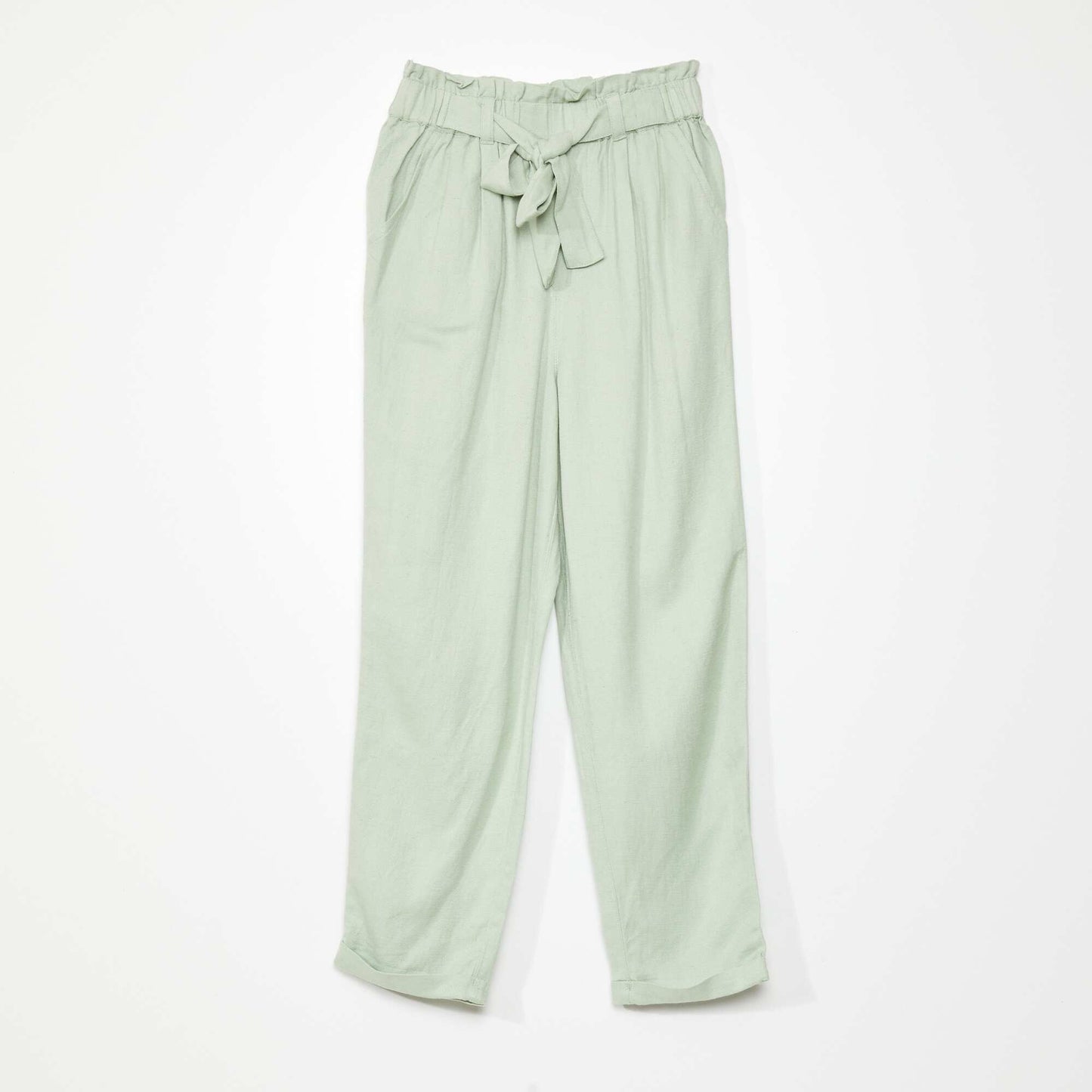 Flowing paper bag trousers GREEN