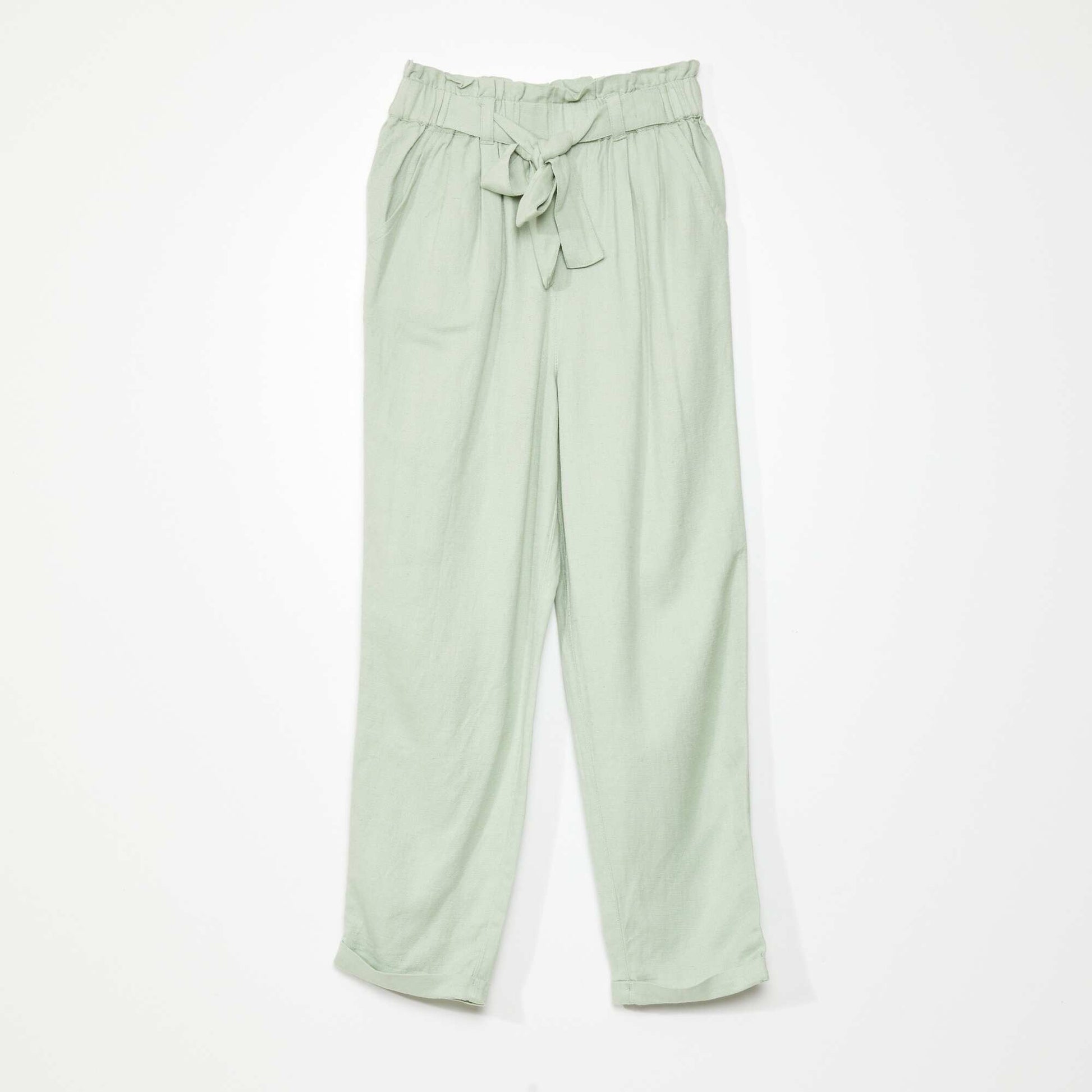 Flowing paper bag trousers GREEN