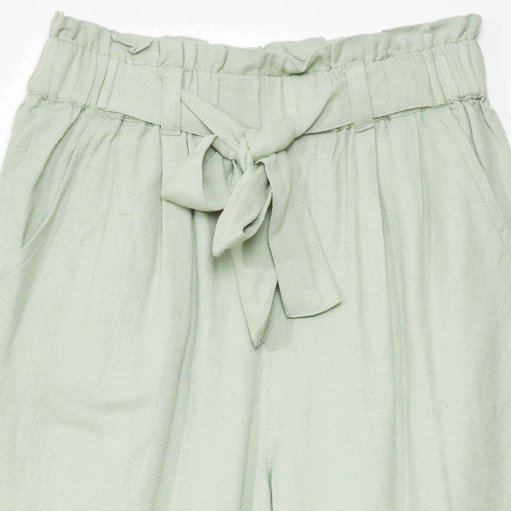 Flowing paper bag trousers GREEN