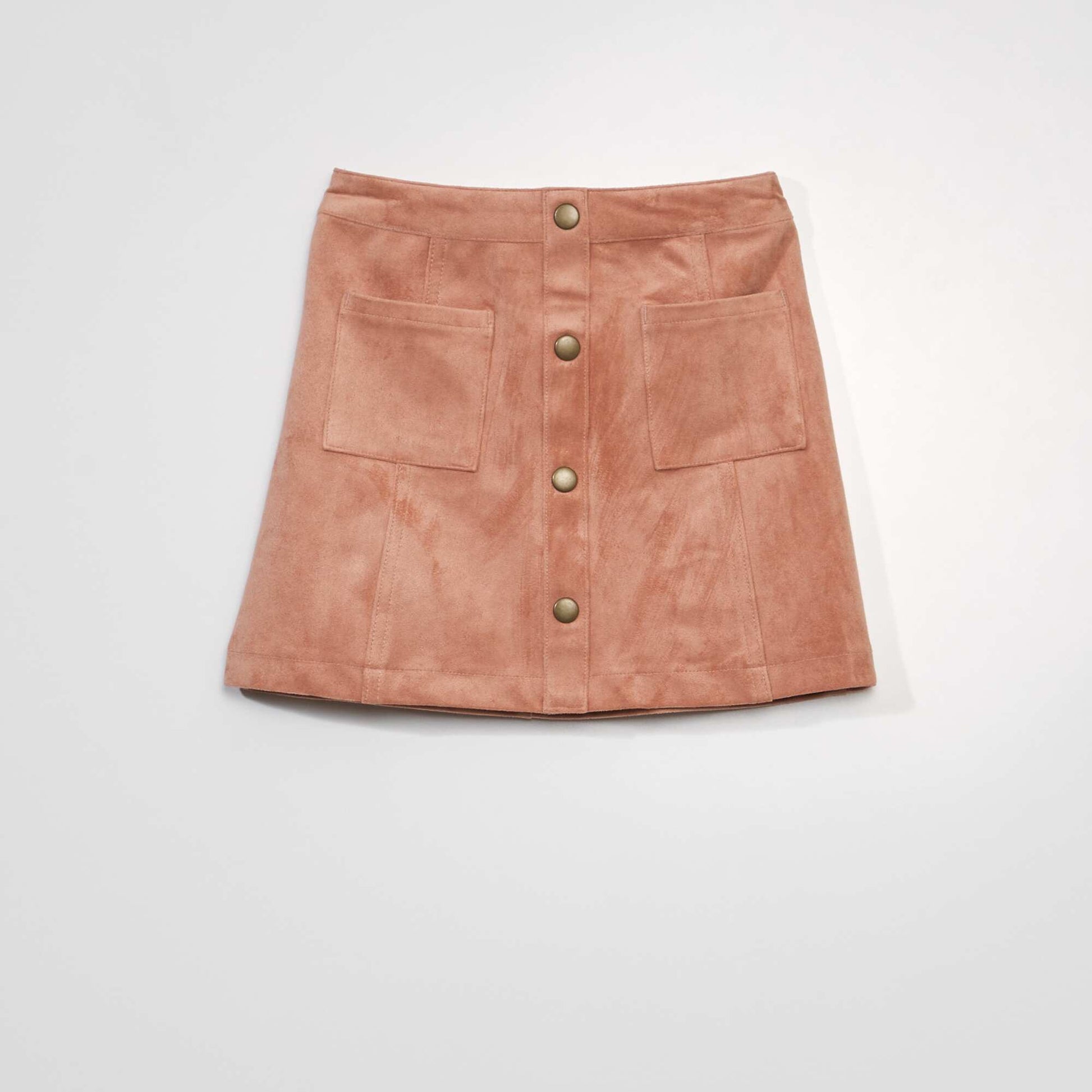 Suede skirt with buttons on the front PINK CAMEO