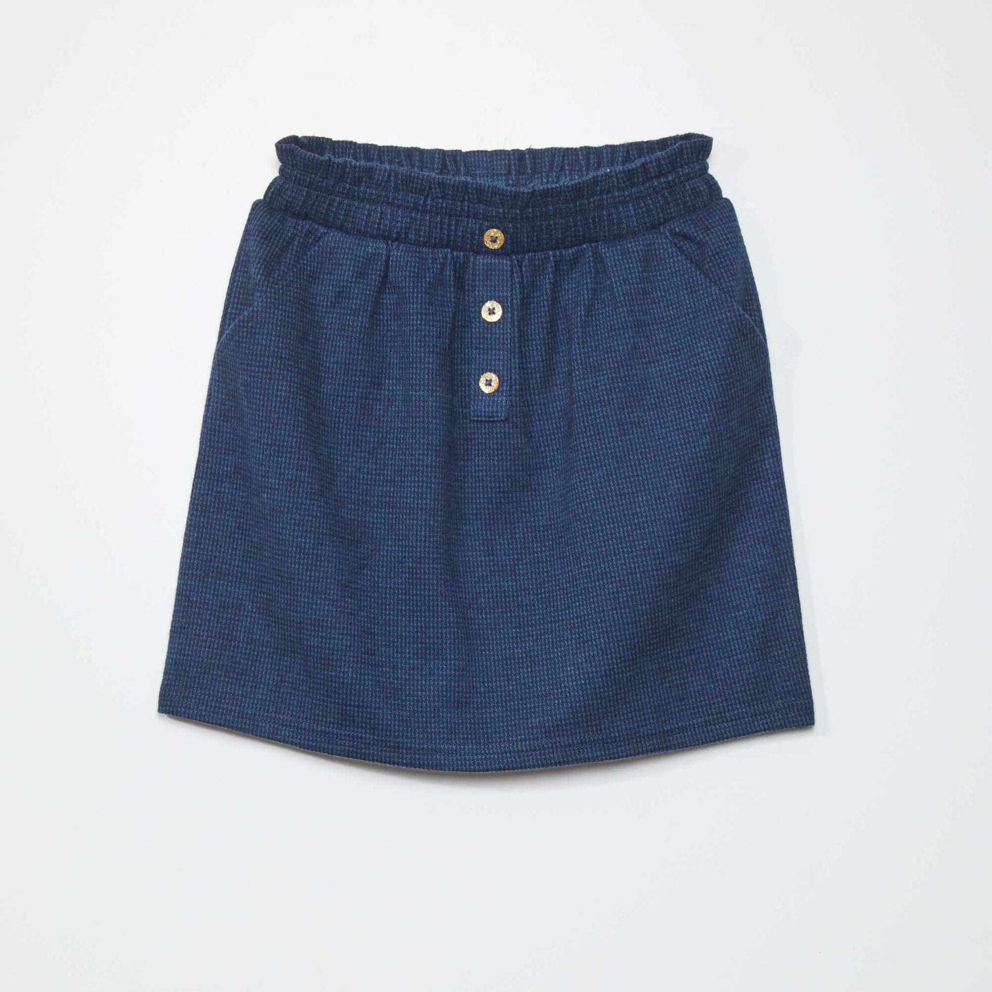 Paper bag skirt with houndstooth print BLUE_HEN