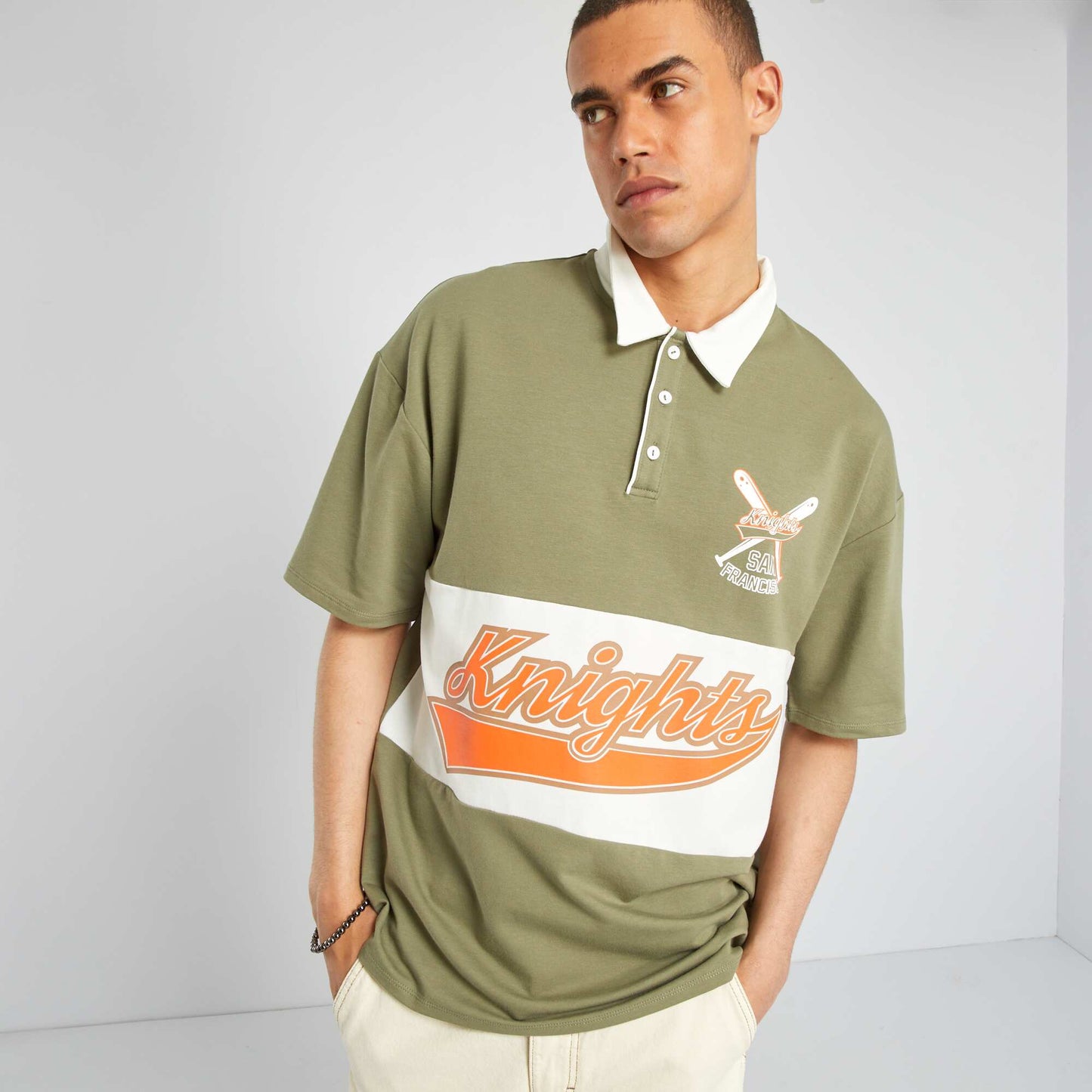 Jersey two-tone polo shirt LICH GREEN