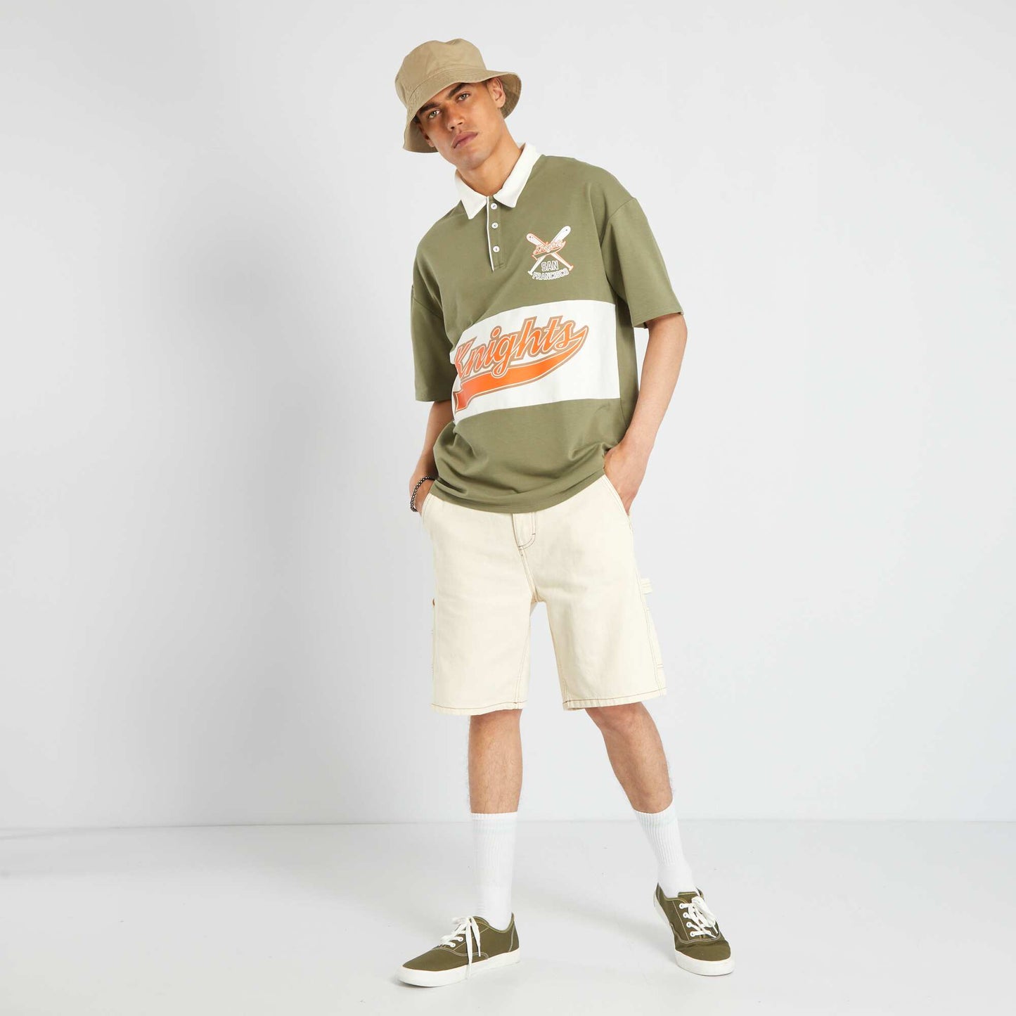Jersey two-tone polo shirt LICH GREEN