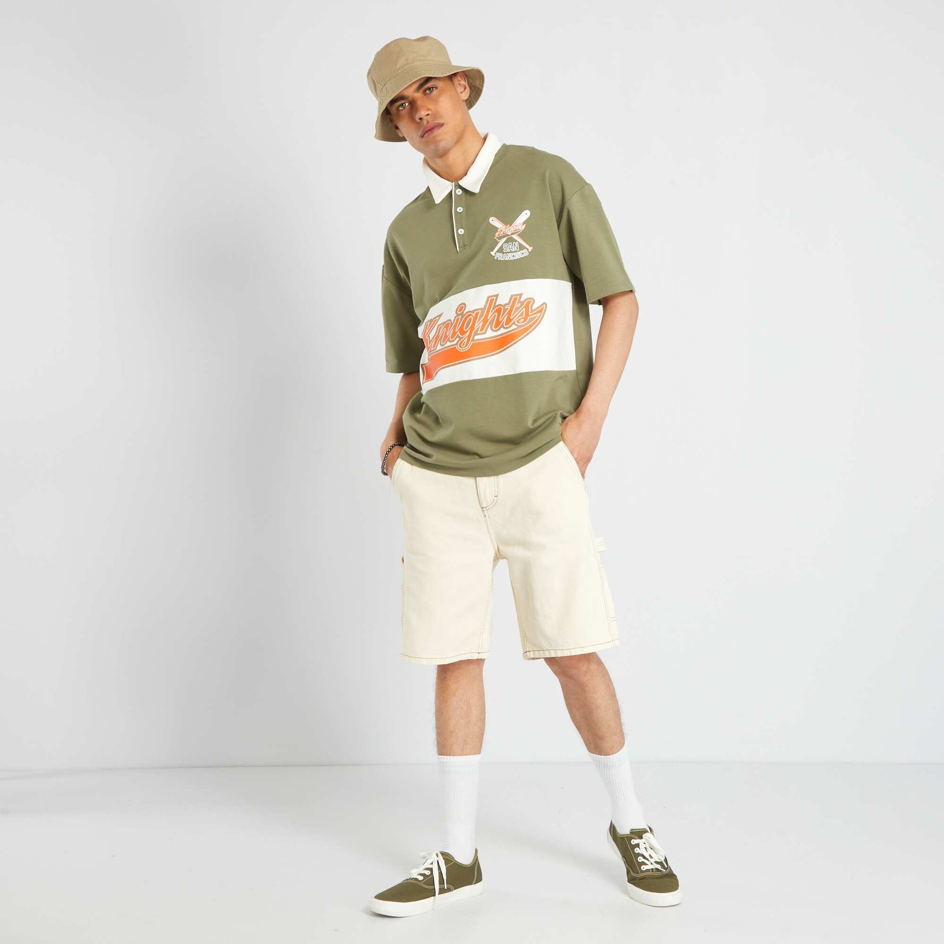 Jersey two-tone polo shirt LICH GREEN