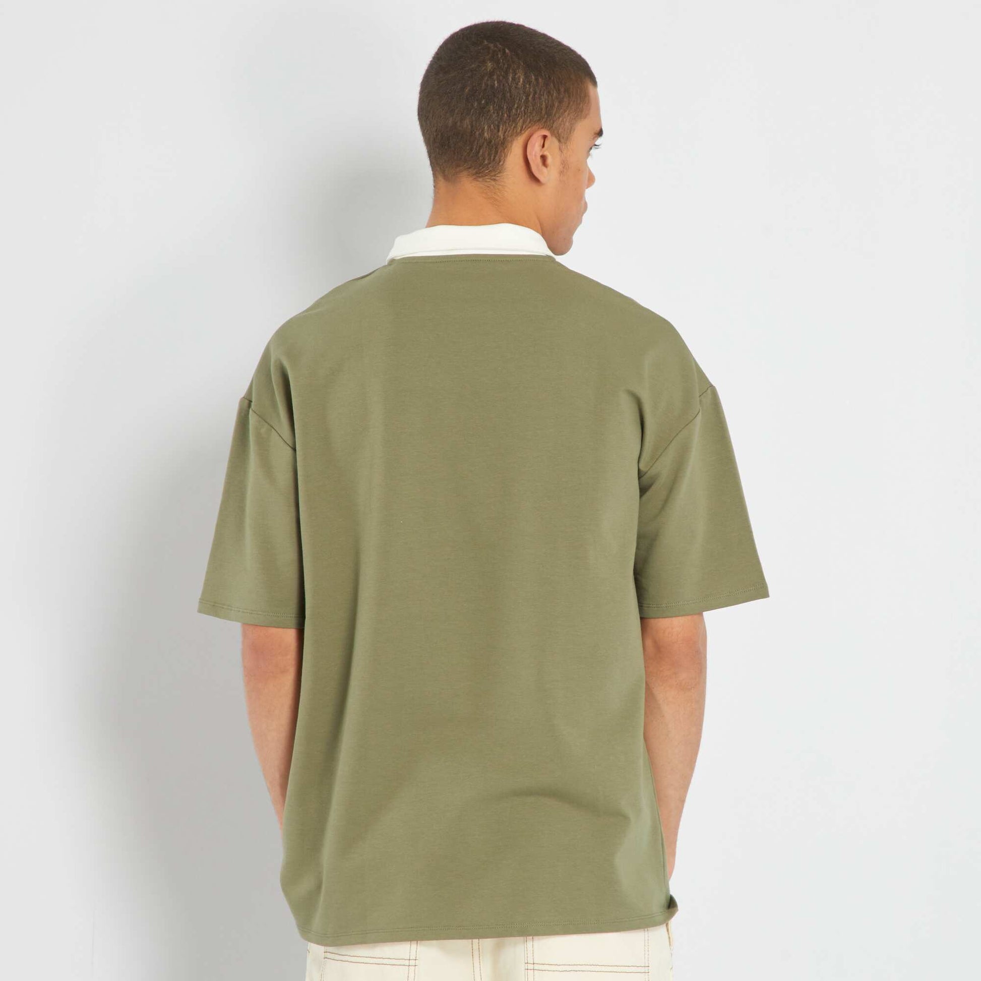 Jersey two-tone polo shirt LICH GREEN