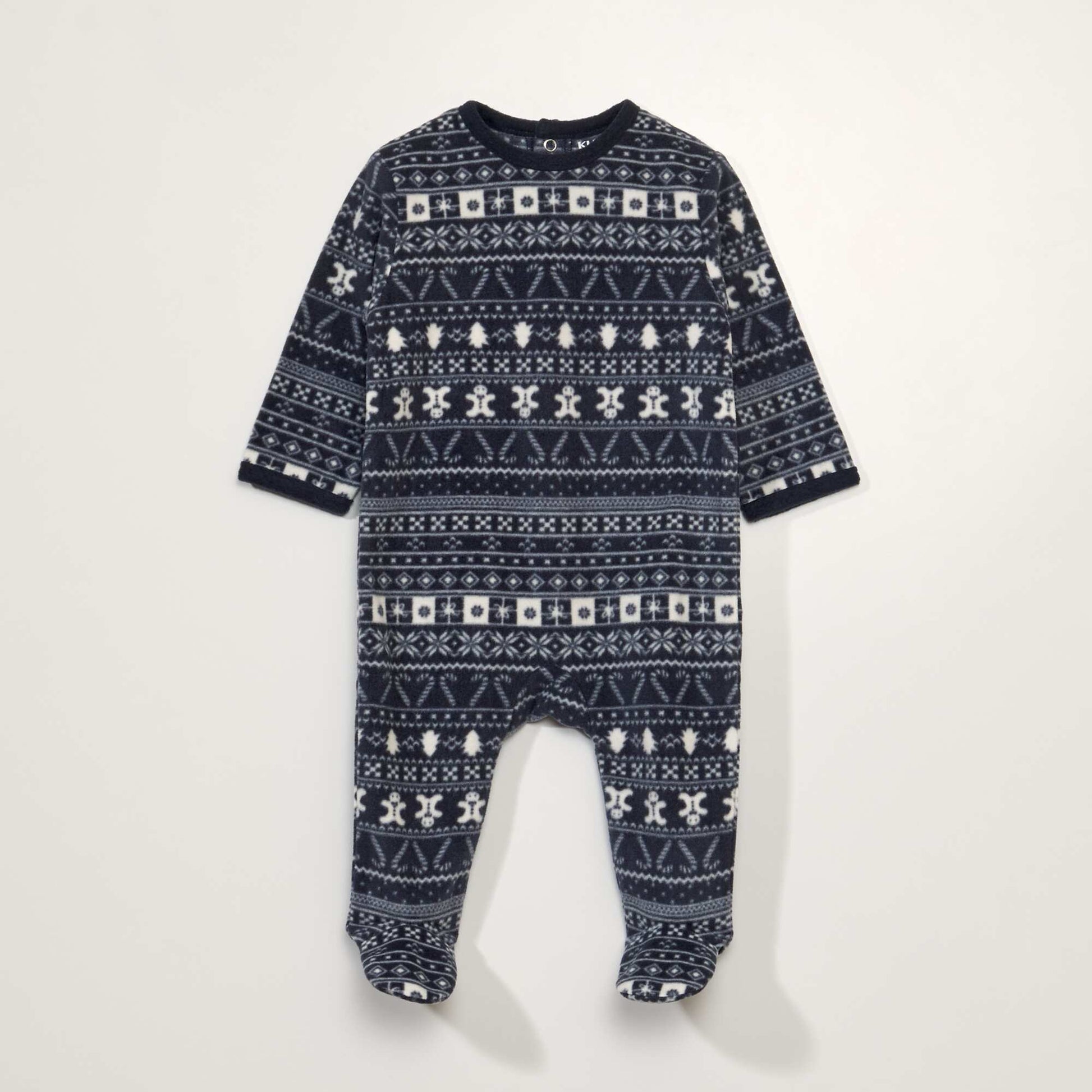 Jacquard print fleece sleepsuit BLACK