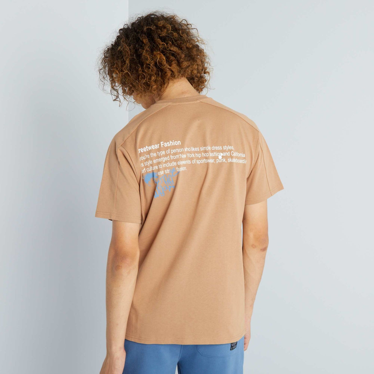 تي شيرت "Streetwear" برقبة مستديرة BEIGE