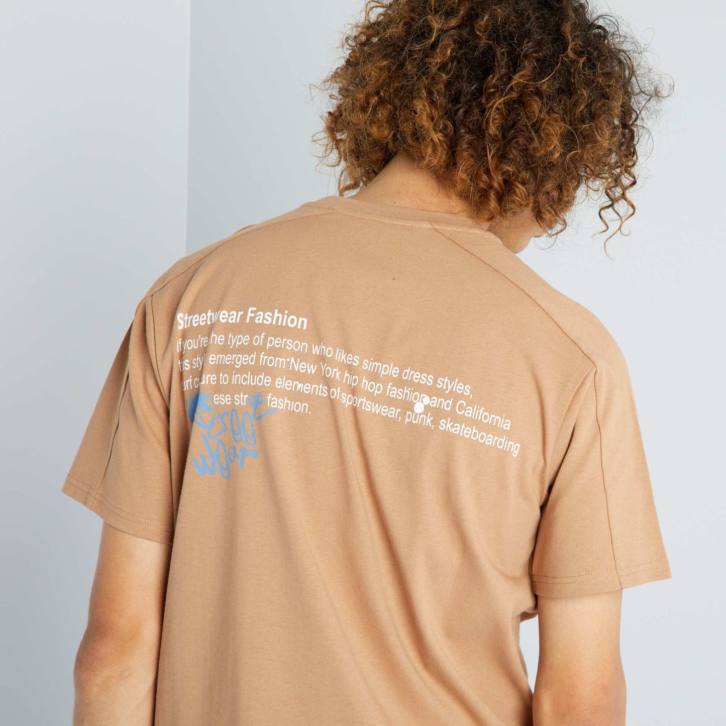 تي شيرت "Streetwear" برقبة مستديرة BEIGE