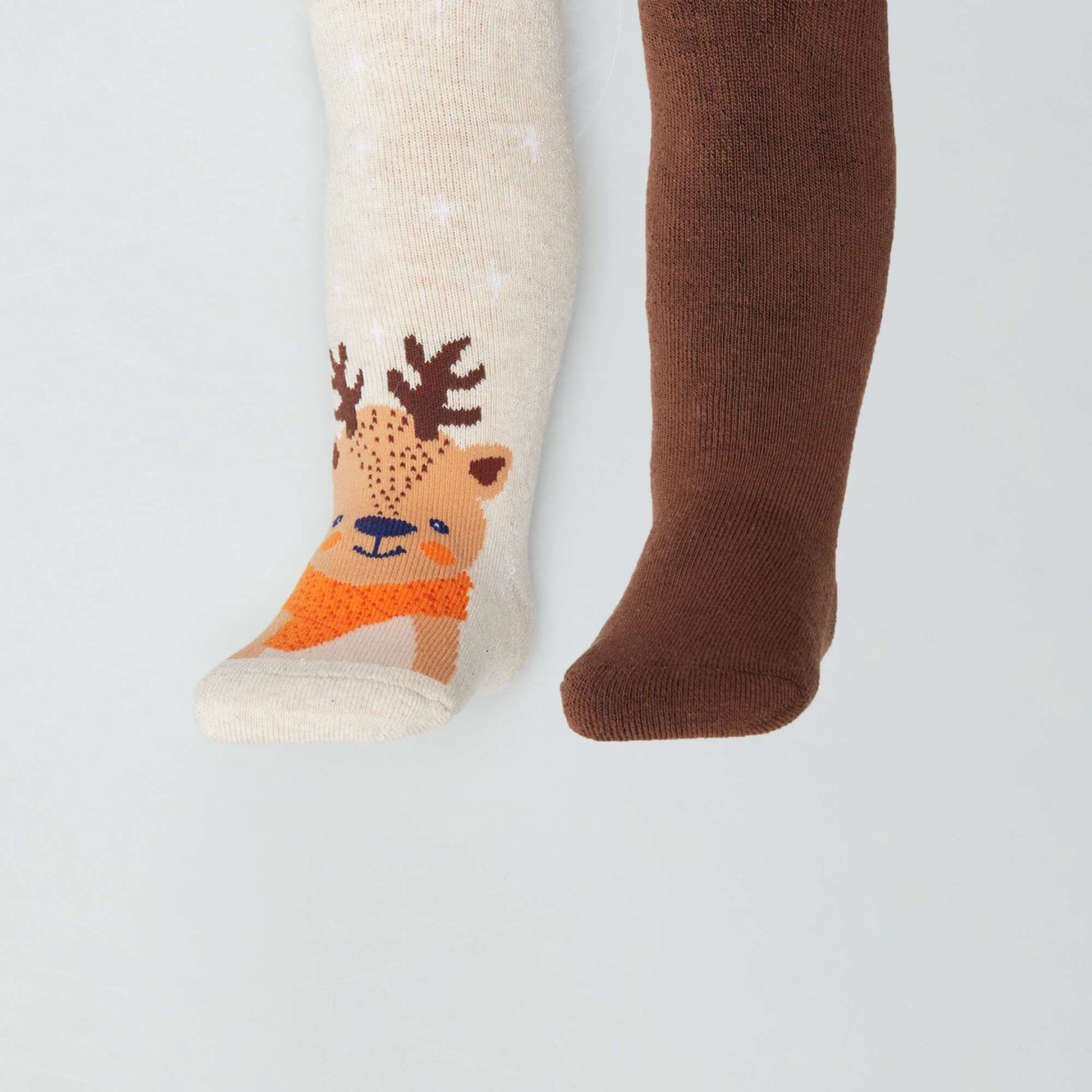Pack of 2 pairs of warm tights DEER