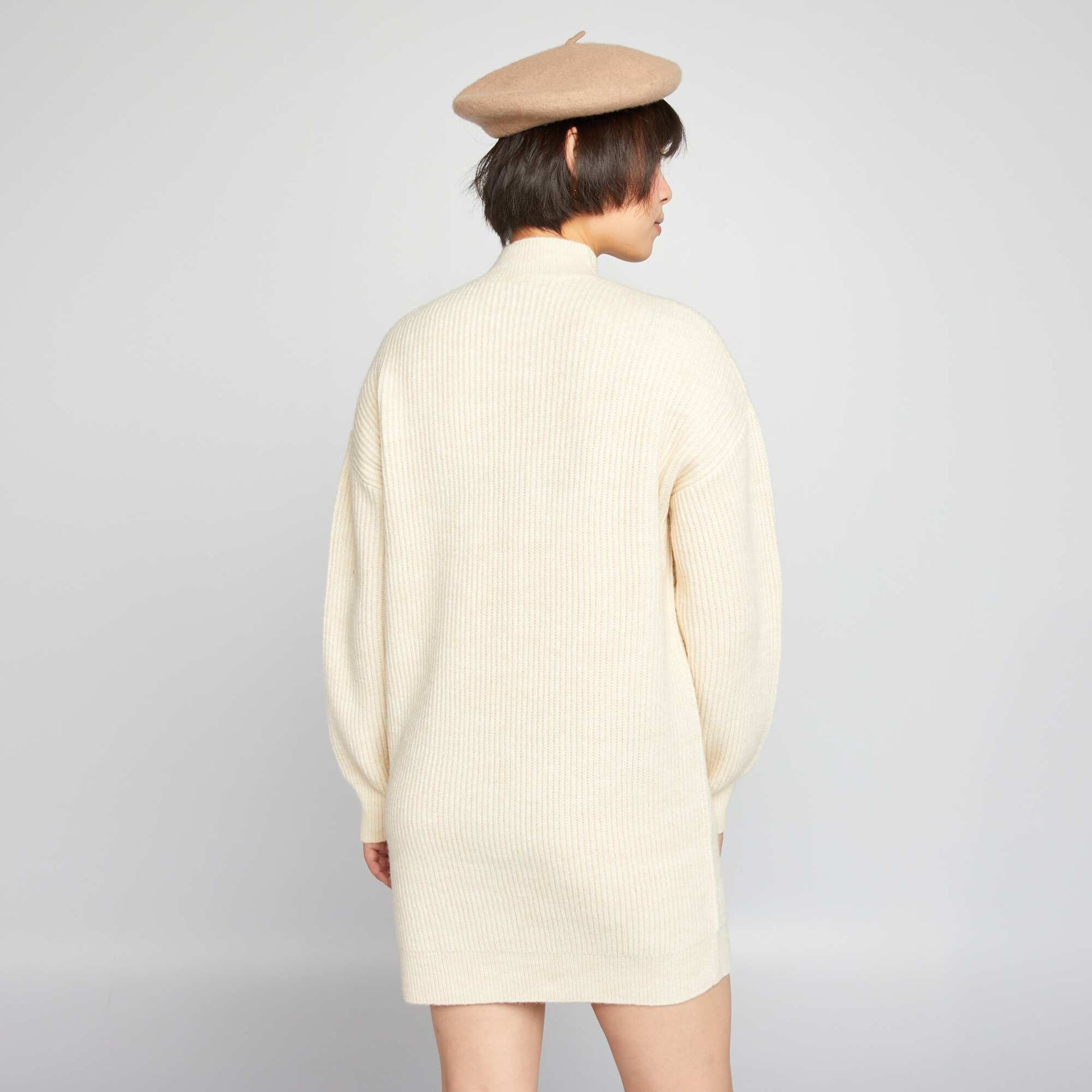 Ribbed jumper dress BEIGE