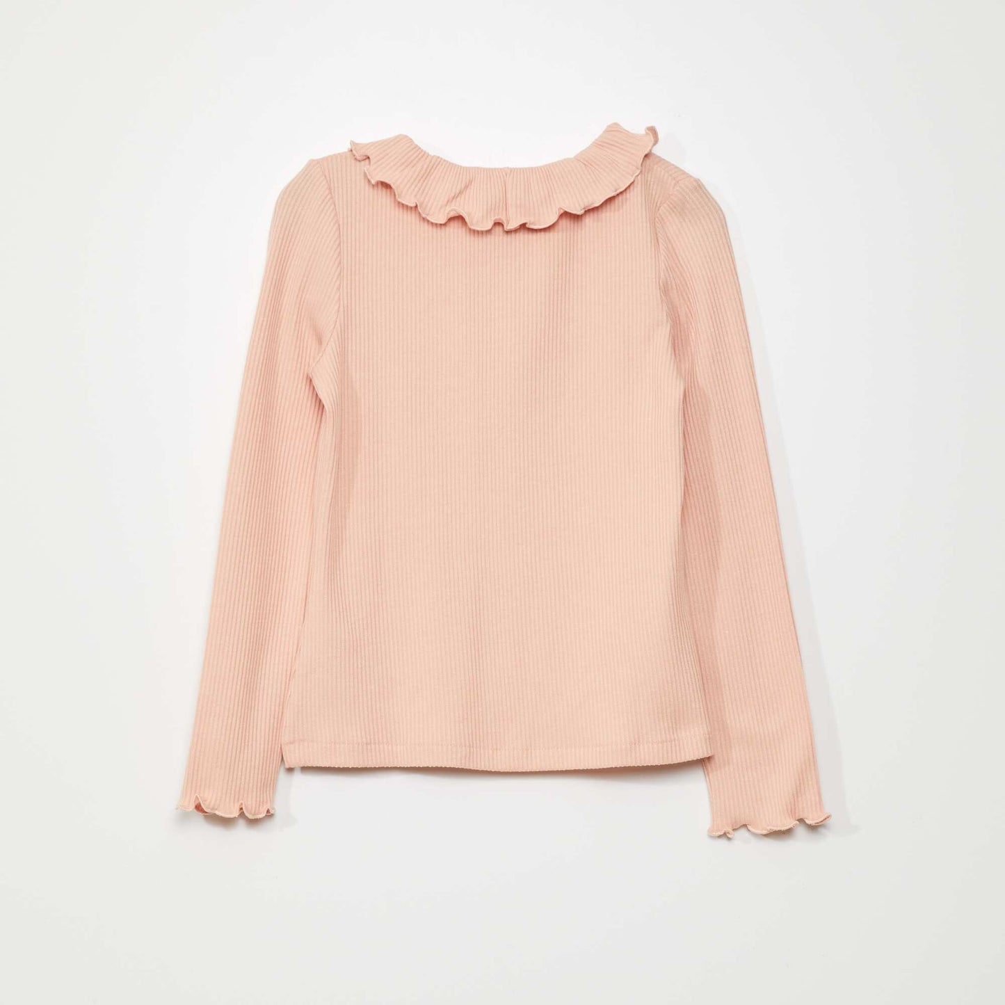 Lightweight ribbed knit printed T-shirt PINK