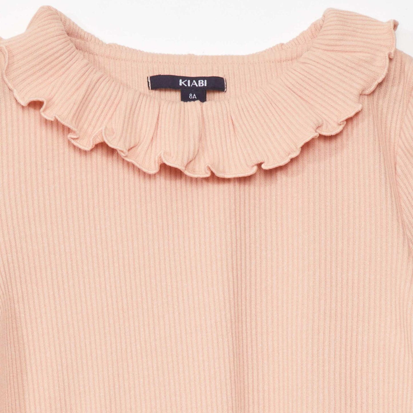 Lightweight ribbed knit printed T-shirt PINK
