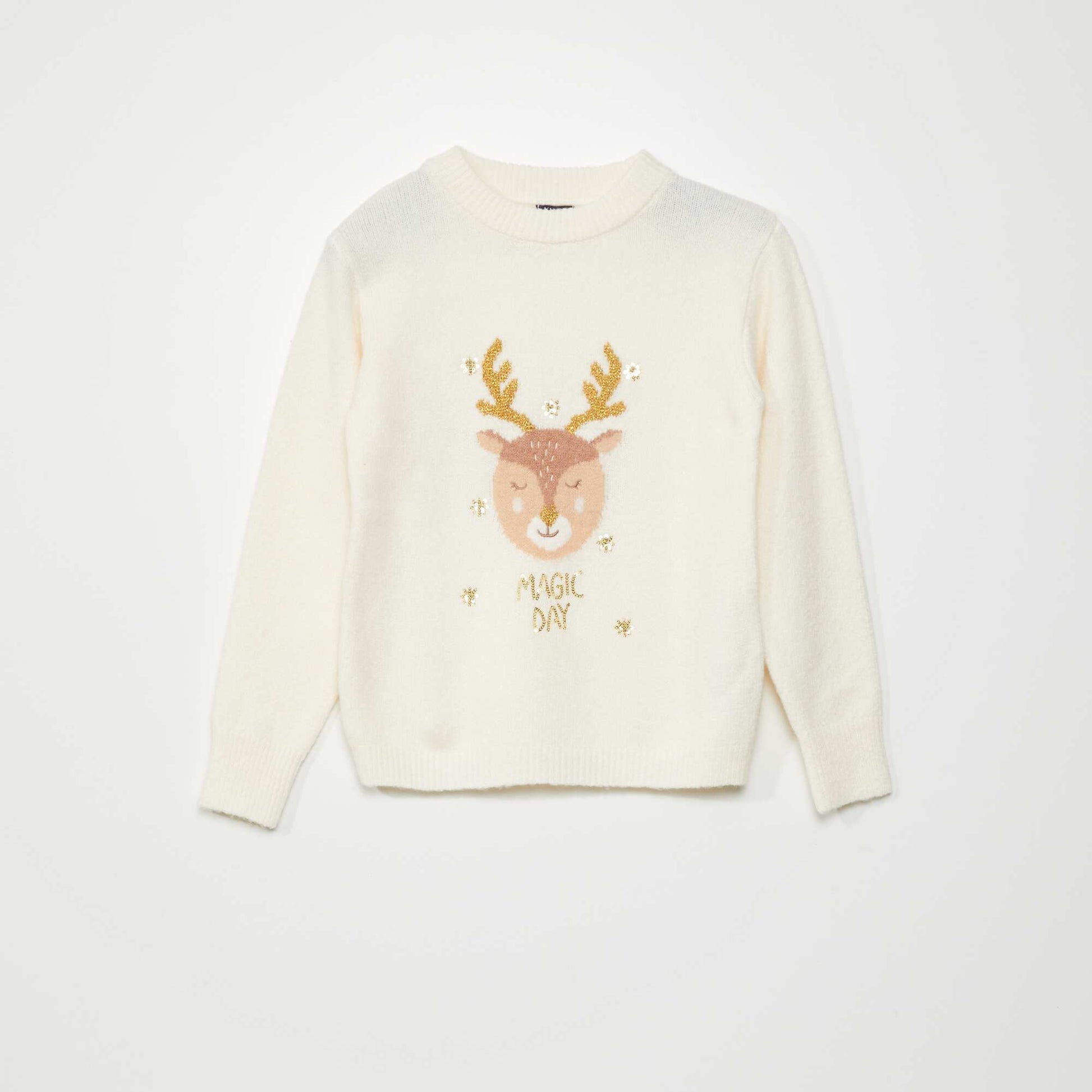Stag Christmas jumper WHITE