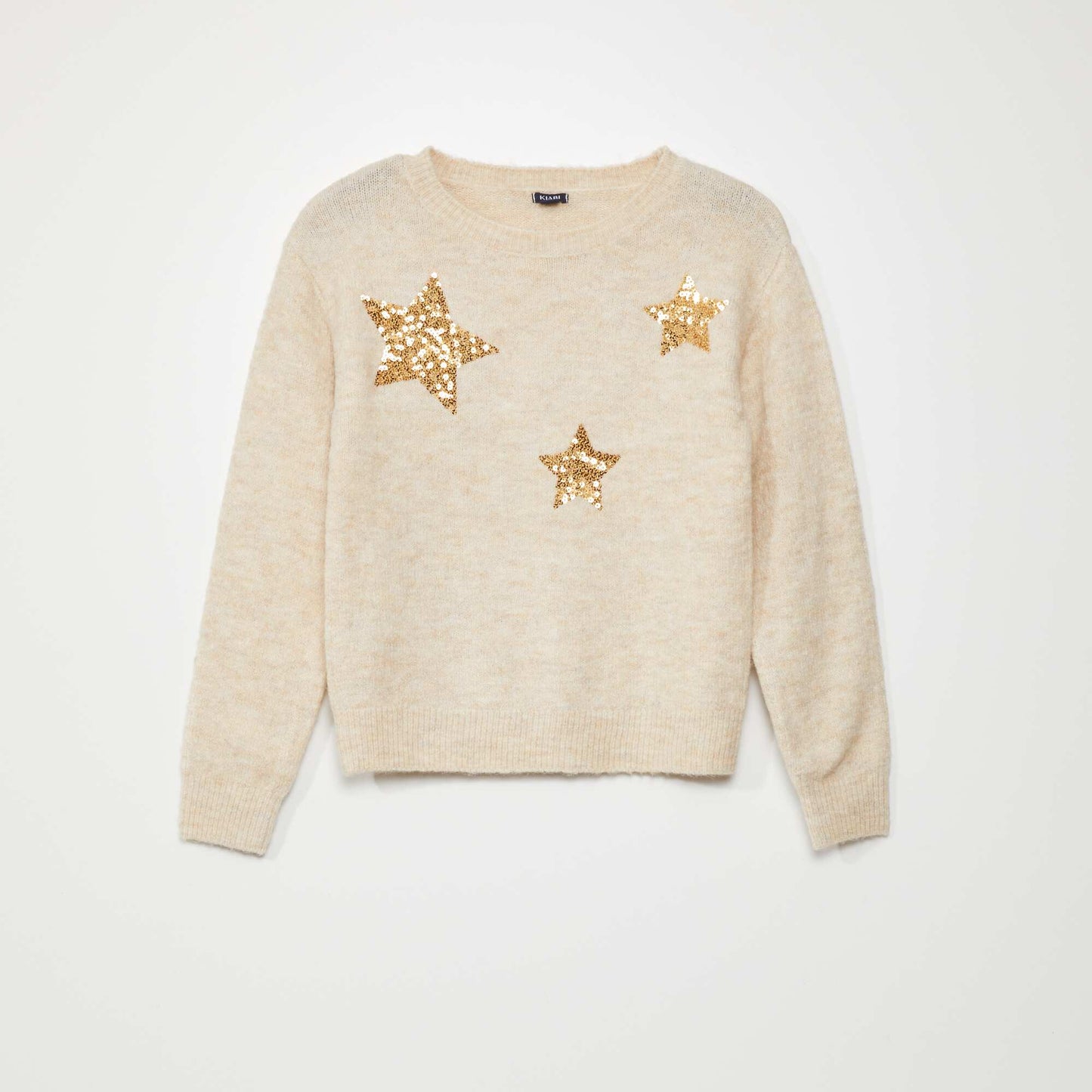 Knit sweater with cute sequins BEIGE