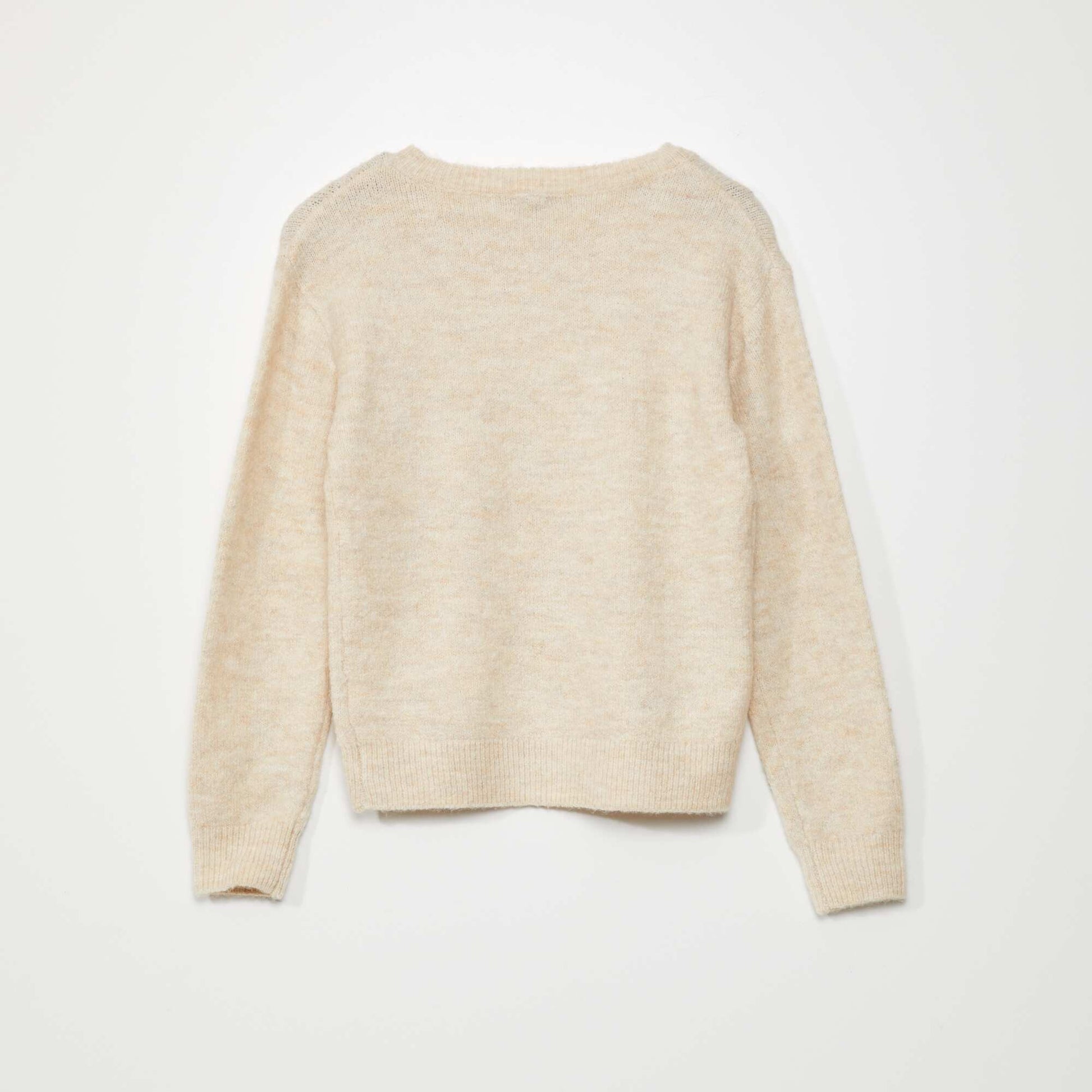 Knit sweater with cute sequins BEIGE