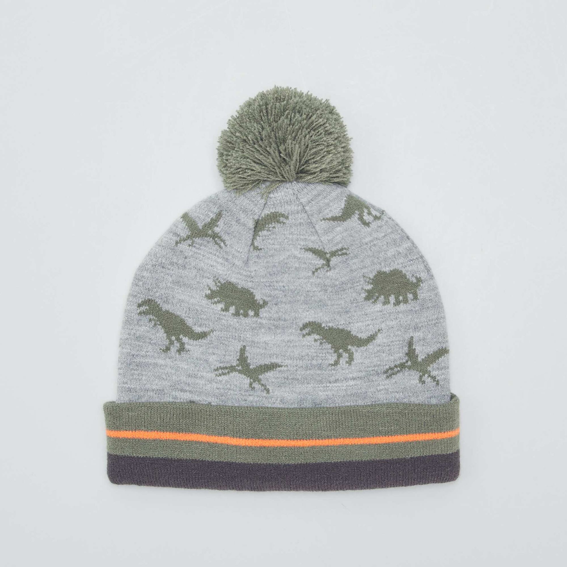 Knit hat with dinosaur print DINOSAUR