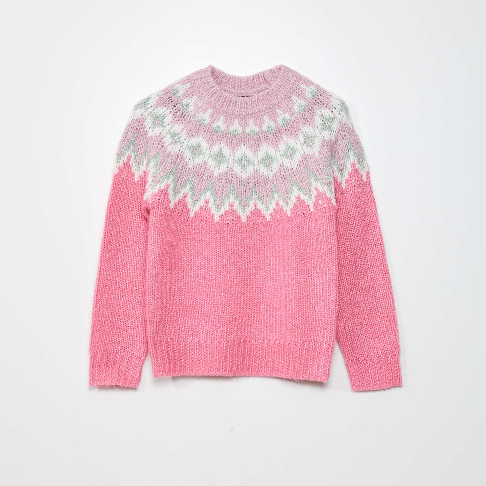Jacquard knit sweater PINK