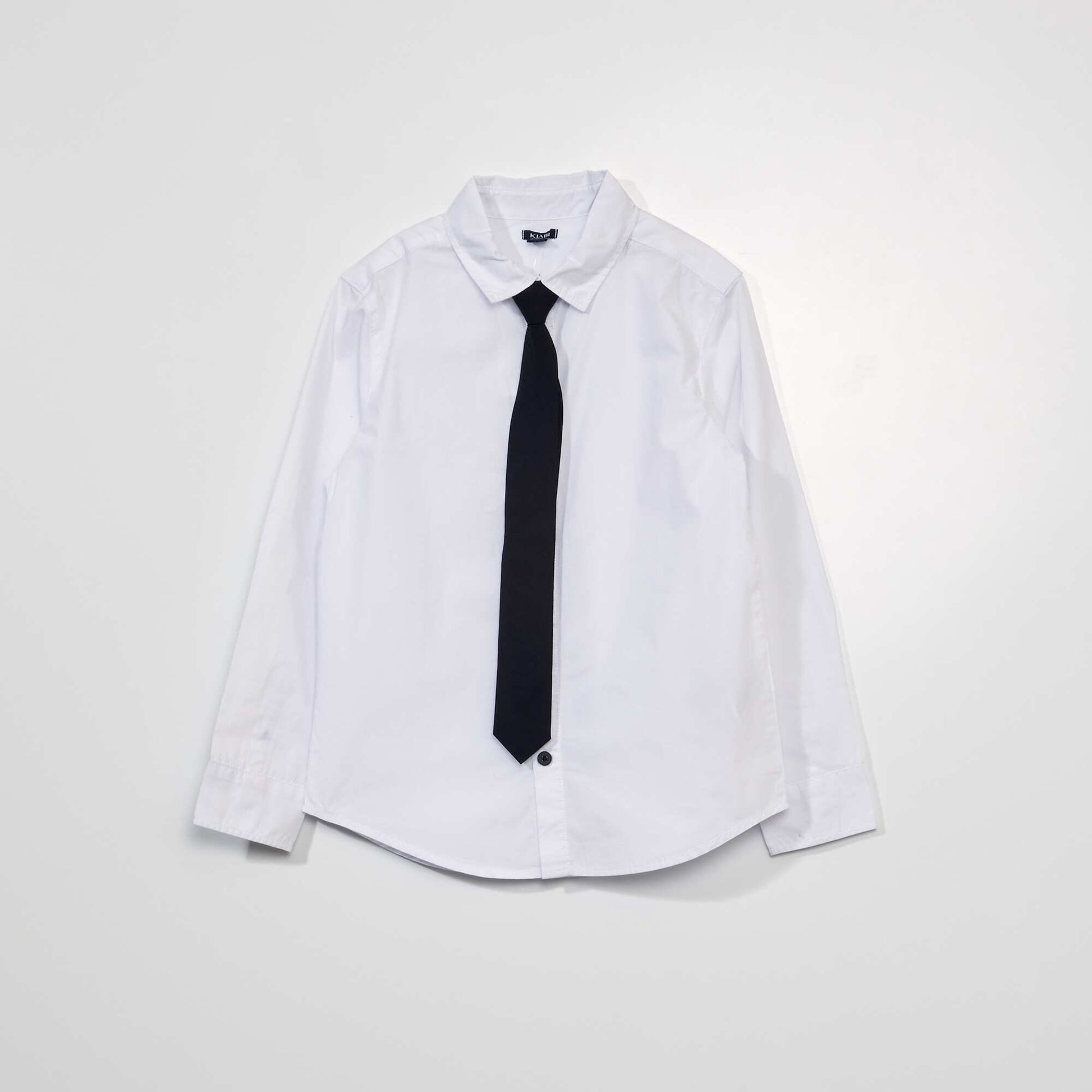 Poplin shirt with tie WHITE